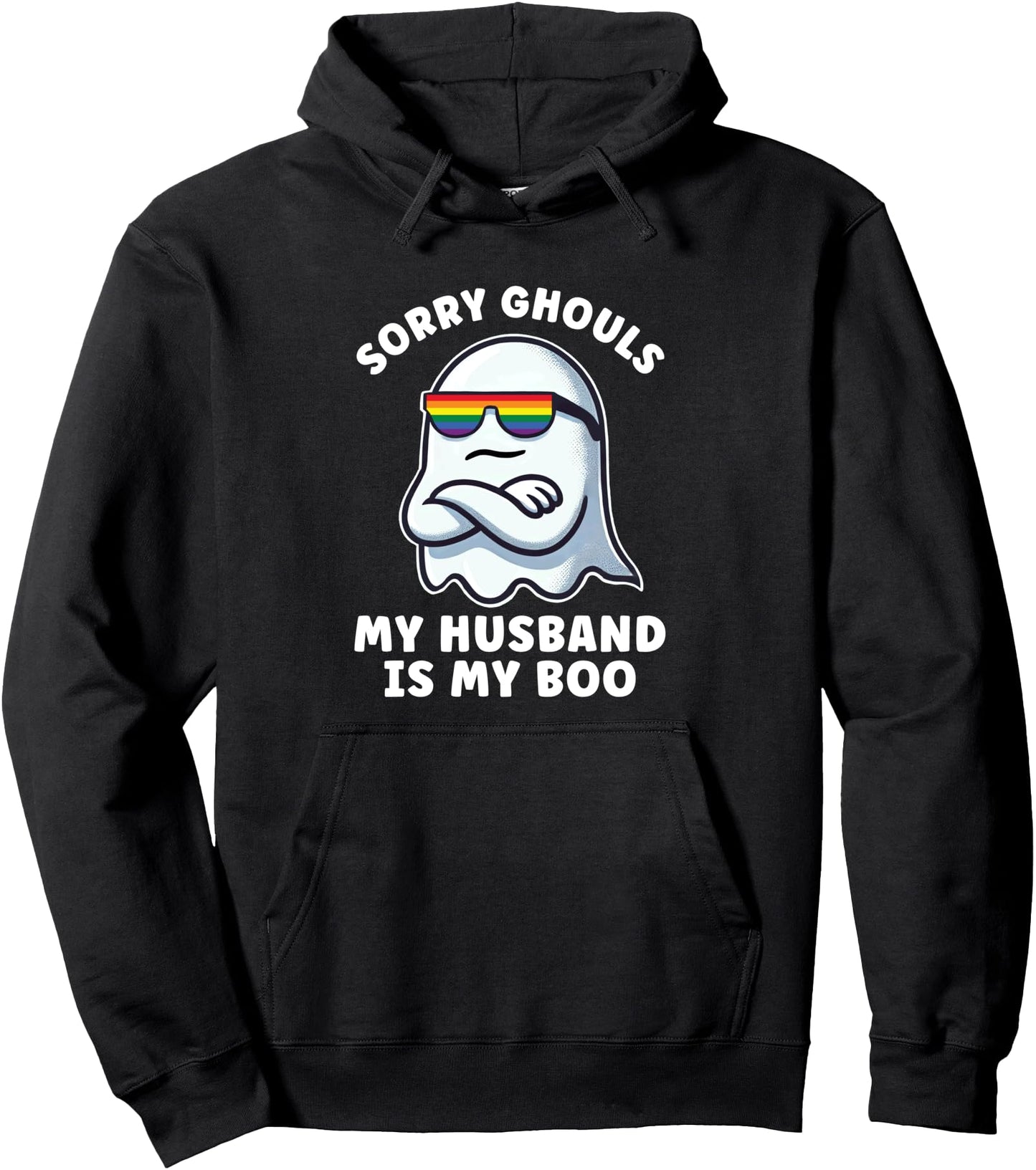 LGBT Gay Pride Halloween Ghost Men My Husband is My Boo Pullover Hoodie