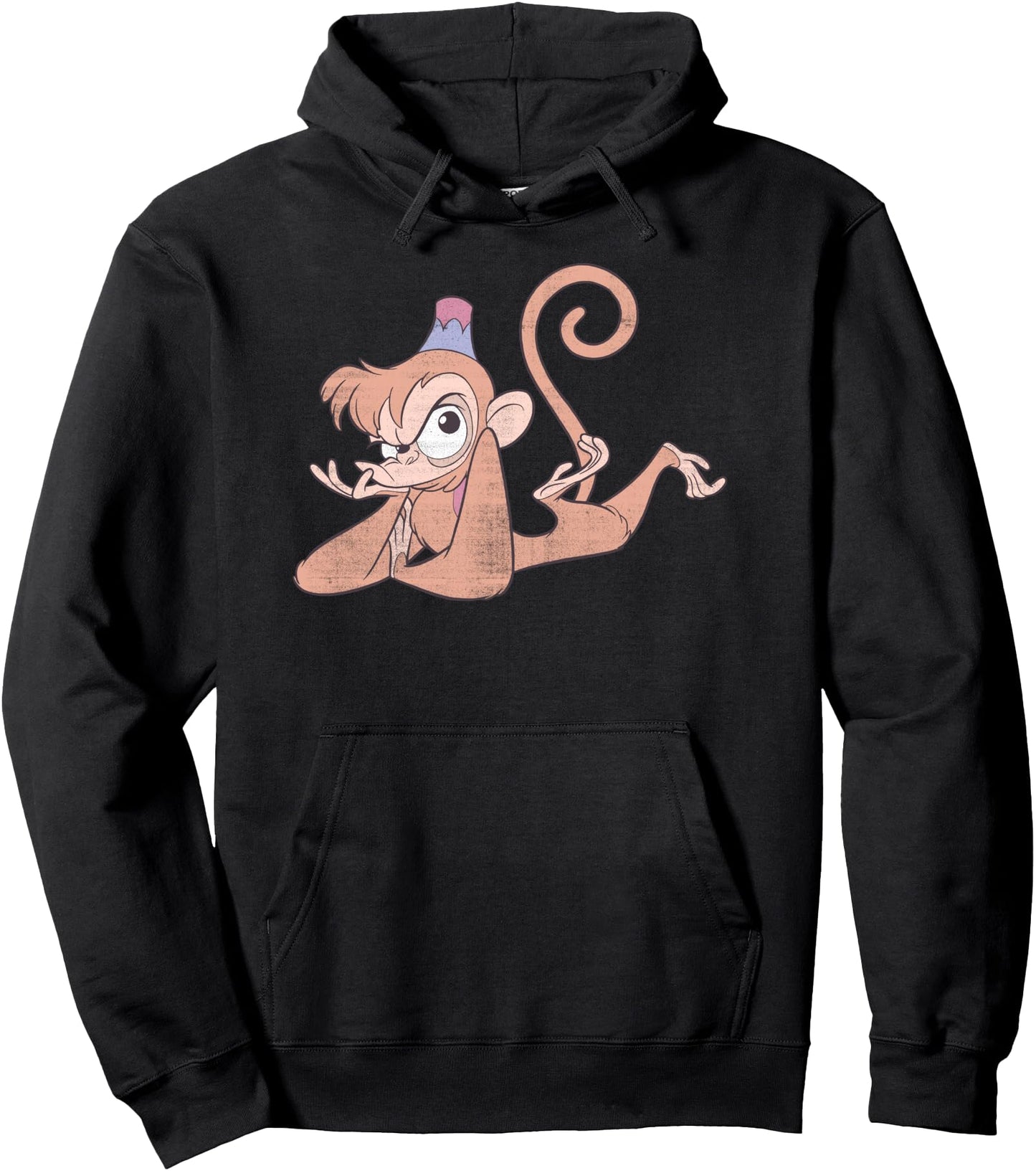 Disney Aladdin Cute Abu Mad Distressed Big Chest Portrait Pullover Hoodie