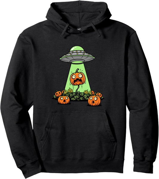 Alien Abduction Funny Pumpkin Halloween Light UFO Tee Jack O Pullover Hoodie