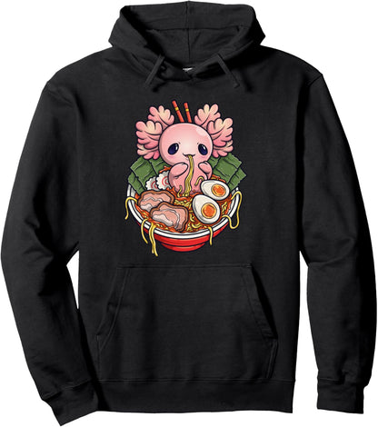 Kawaii Axolotl Ramen Japanese Noodle Anime Pullover Hoodie