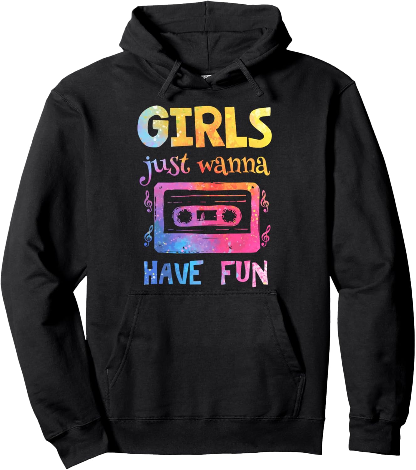Retro Girls Just Wanna Have Fun Nostalgia 1980s 80's Pullover Hoodie