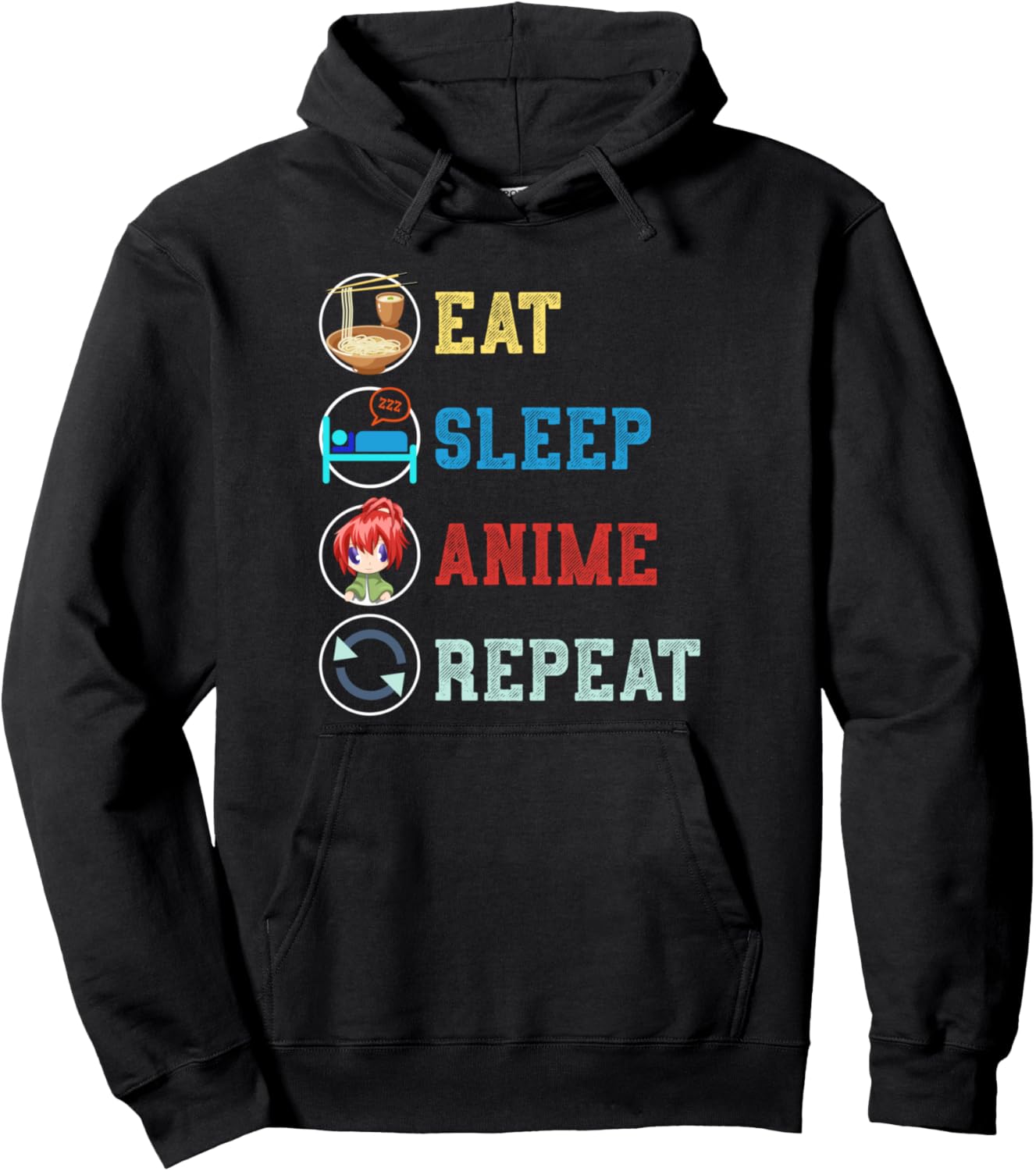 Ramen Noodles Eat Sleep Anime Repeat Japanese Manga Anime Pullover Hoodie
