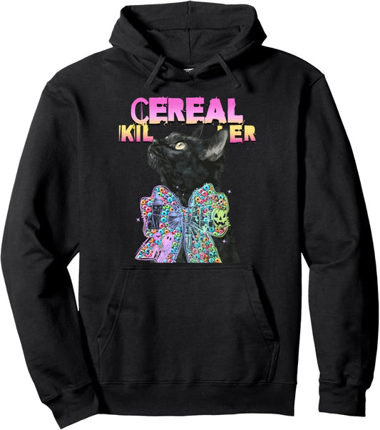 Cereal Killer Black Cat Mom Funny Last Minute Halloween Idea Pullover Hoodie