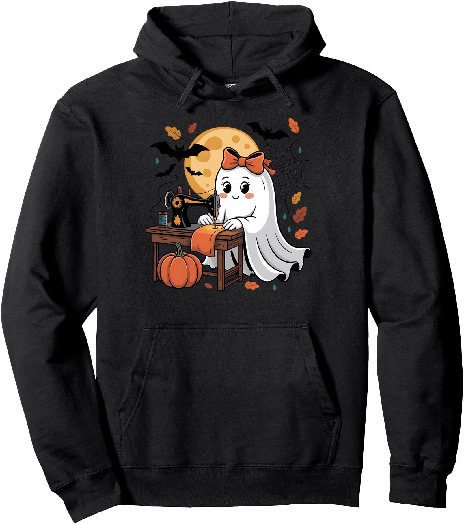 Funny Sewing Ghost For Women Girls Quilting Halloween Pullover Hoodie