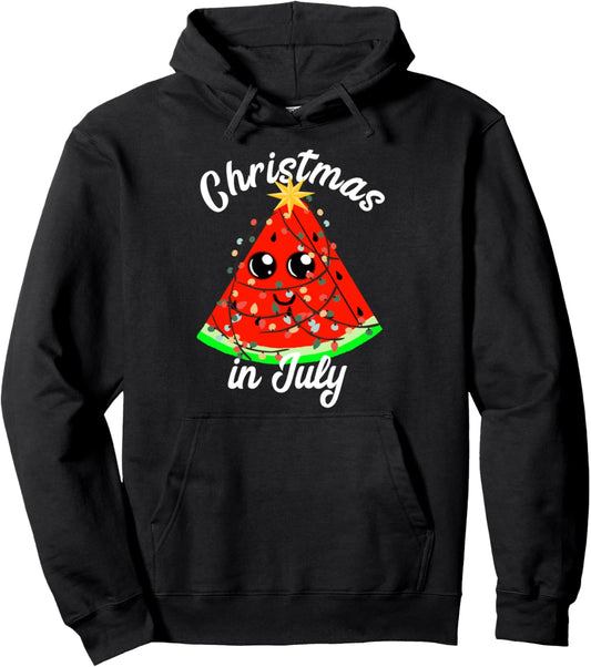 Christmas In July Watermelon Fruit Summer Hawaiian Xmas Pullover Hoodie