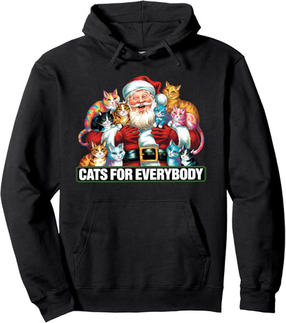 Cats For Everybody Christmas Cat Funny Xmas Santa Pullover Hoodie