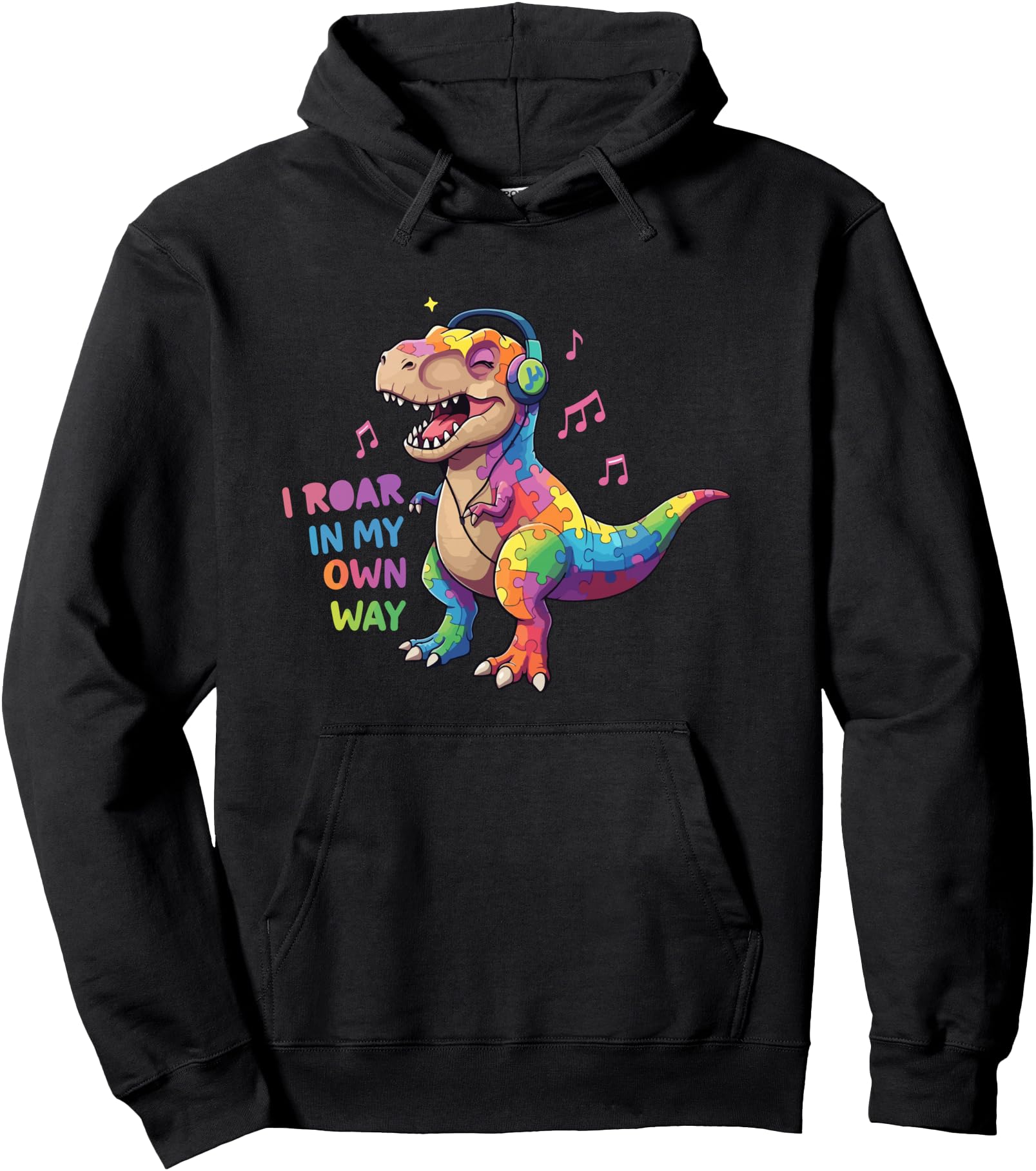 Autism Awareness Women Men mom T-Rex with puzzle piece Pullover Hoodie