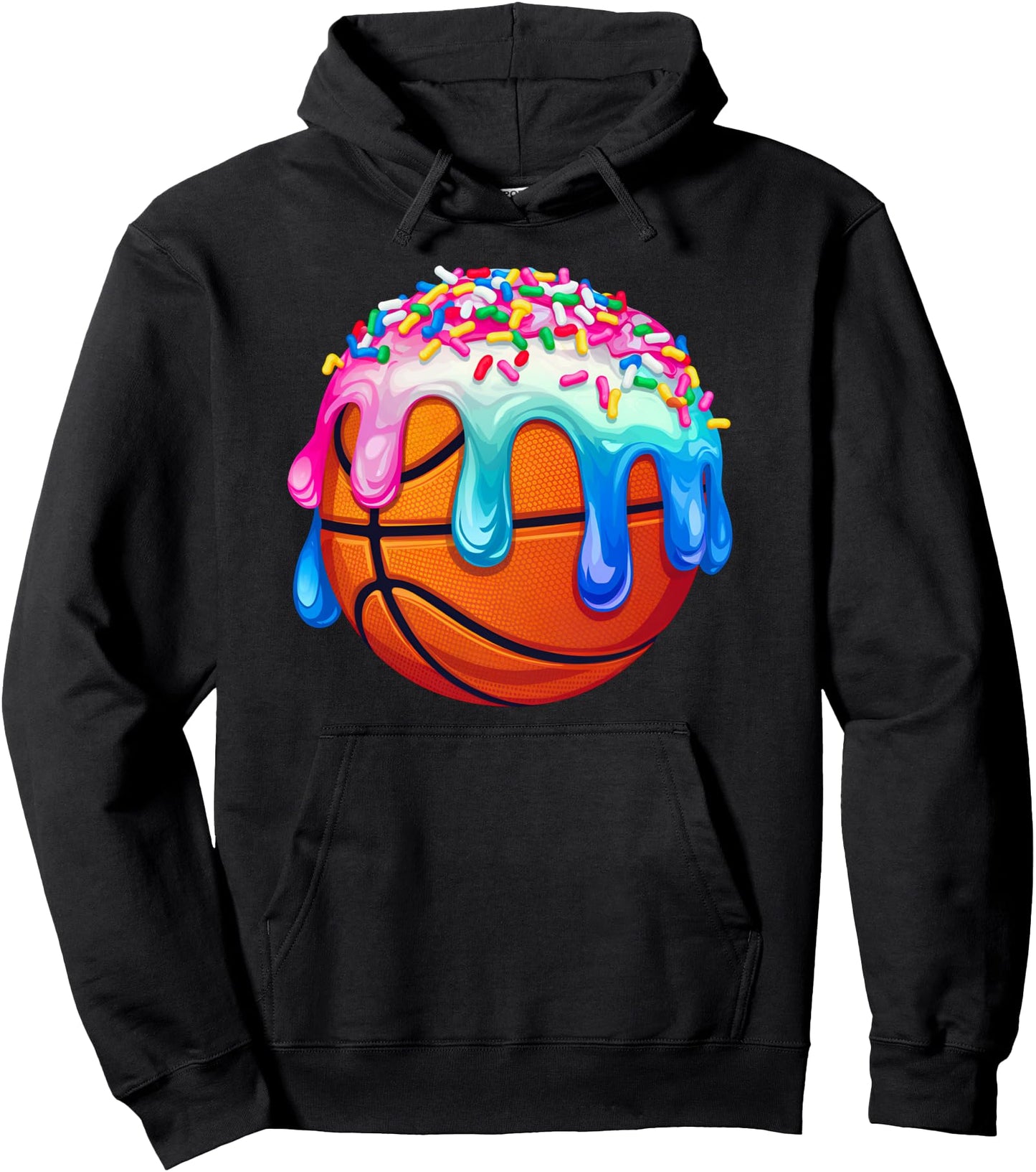 Basketball Drip Shirt for Boys Ice Cream Dripping Pocket Boy Pullover Hoodie