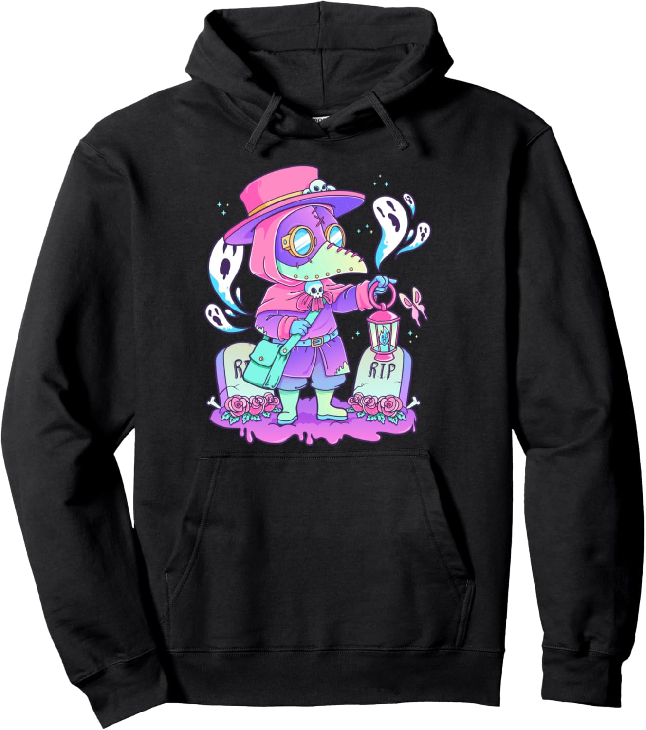 Pastel Goth Cute Creepy Plague Doctor Kawaii Menhera Wiccan Pullover Hoodie