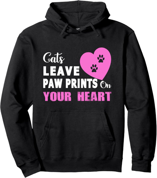 Cats Leave Paw Prints On Your Heart Cat Lover Pet Memorial Pullover Hoodie