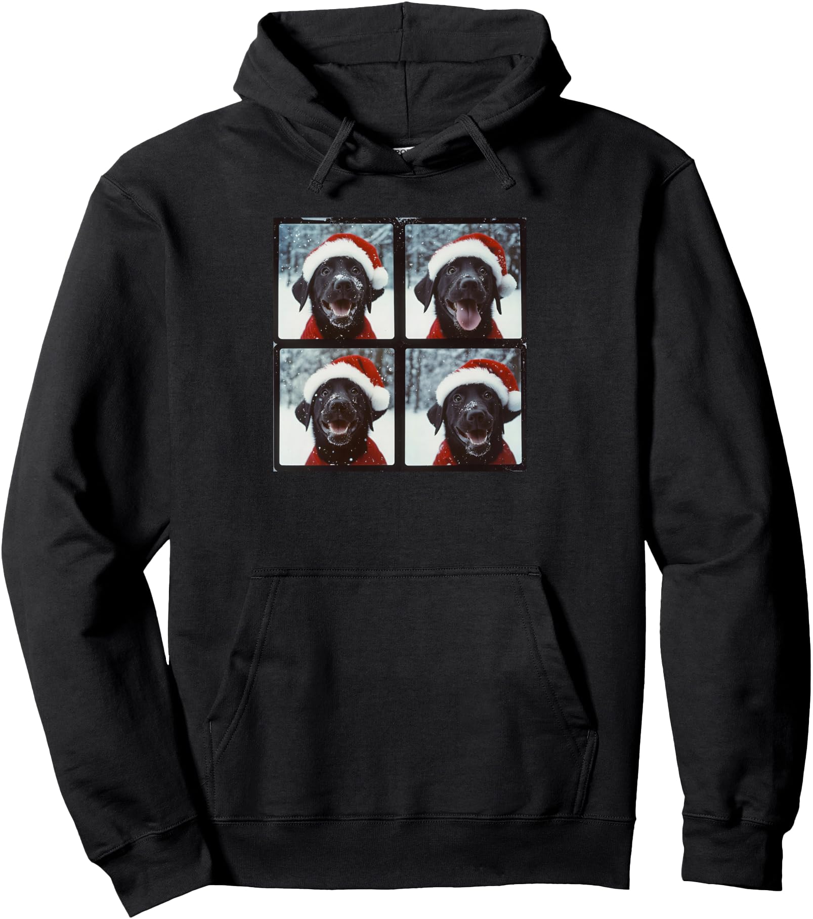 Labrador With Santa Hat Christmas Black Lab Pullover Hoodie