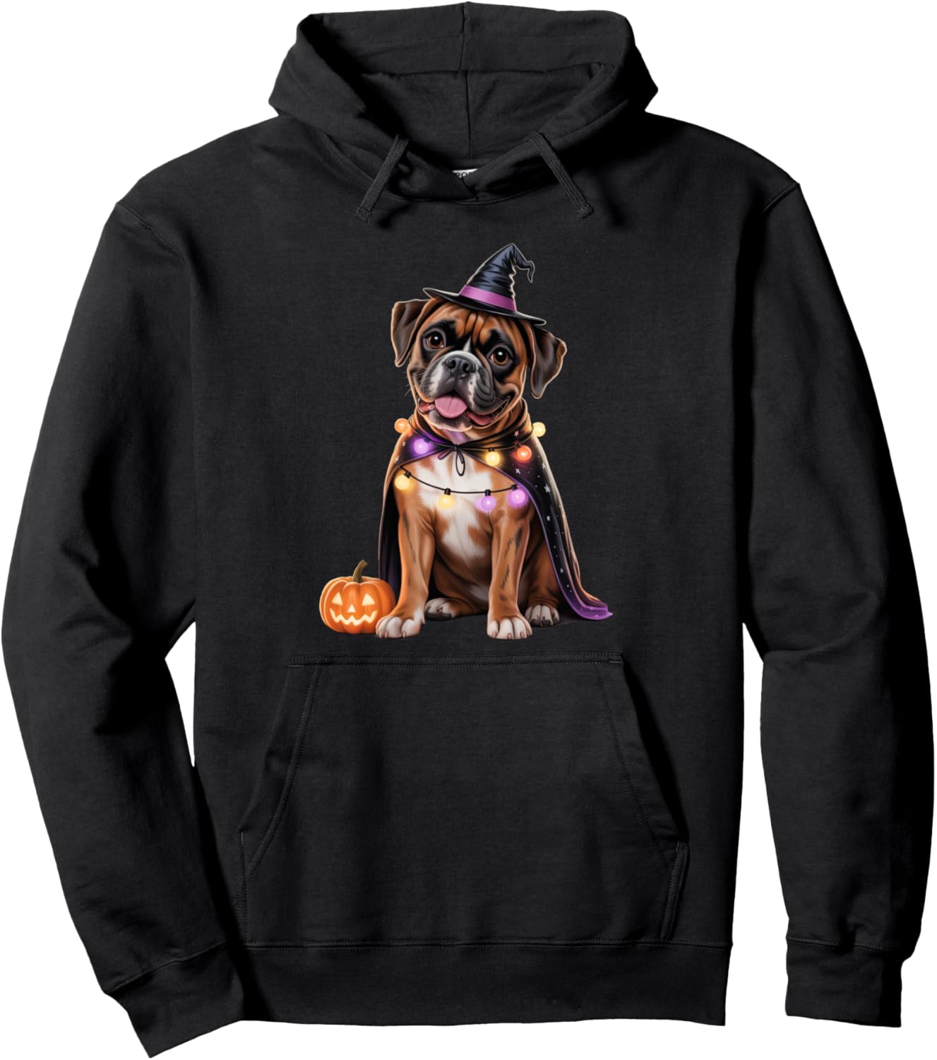 Boxer Dog Halloween Witch Pullover Hoodie