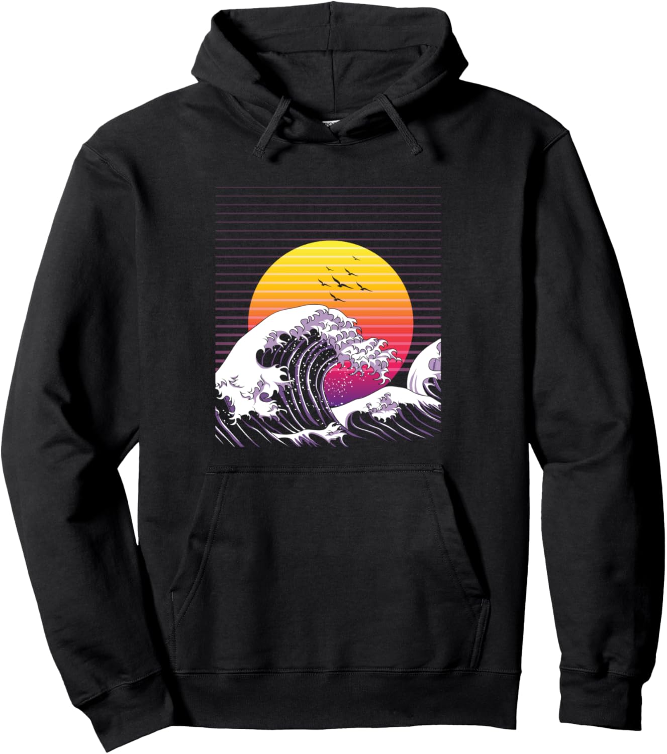Retro Vintage Great Wave Off Kanagawa Japanese Art Anime Pullover Hoodie
