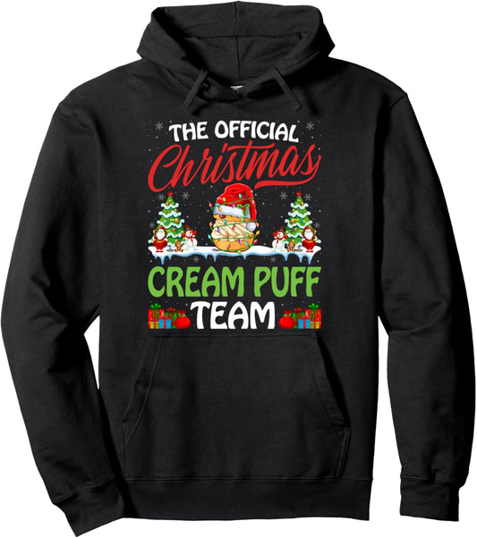 Christmas Cream Fuff Team Cream Fuff Wearing Santa Hat Xmas Pullover Hoodie