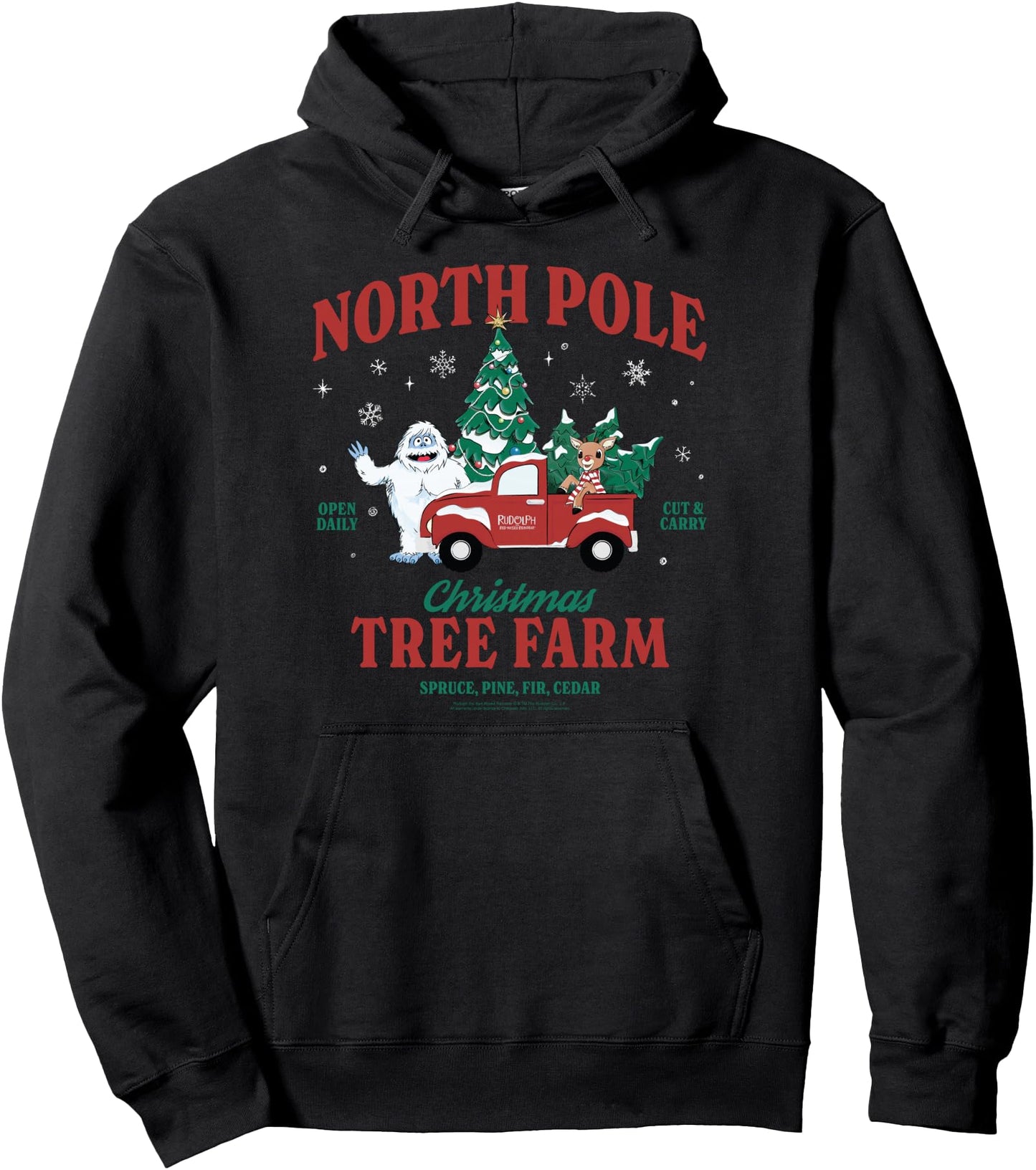 Rudolph North Pole Christmas Tree Farm Vintage Christmas Pullover Hoodie