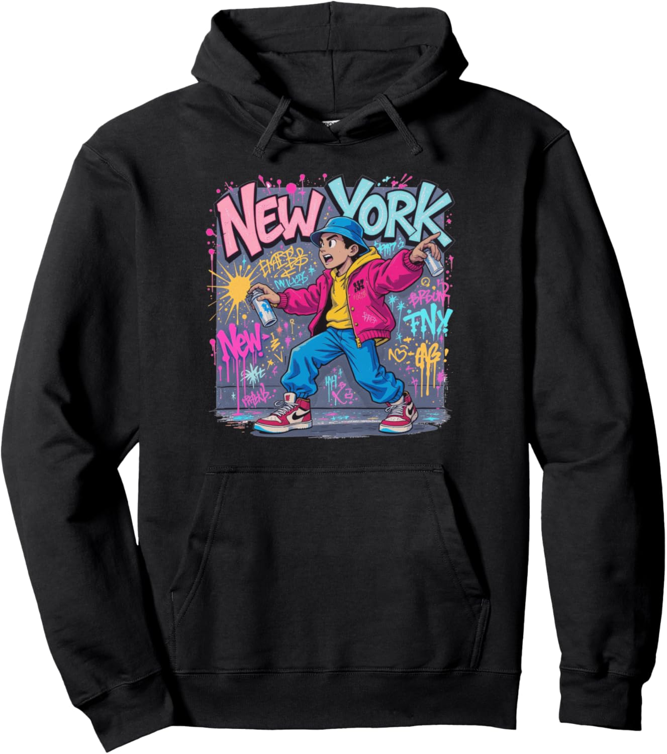 New York Graffiti Streetwear NYC Wall Retro 80s Style Pullover Hoodie