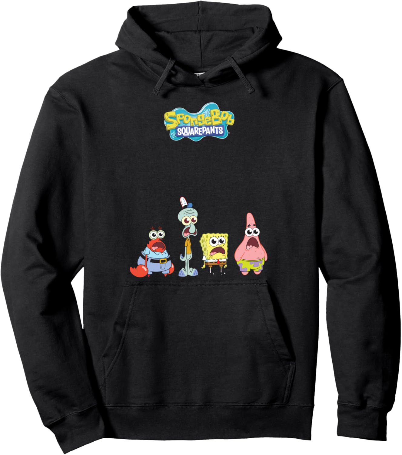 Spongebob Squarepants All Characters Surprised Face Pullover Hoodie