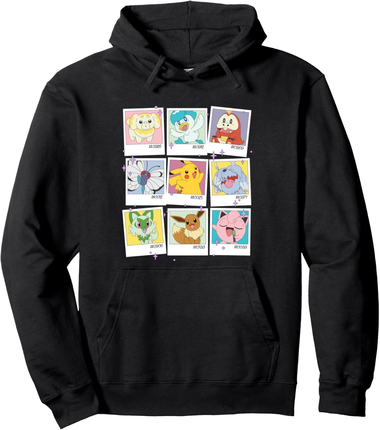 Pokémon Cute Characters Pastel Polaroids Big Chest Panels Pullover Hoodie