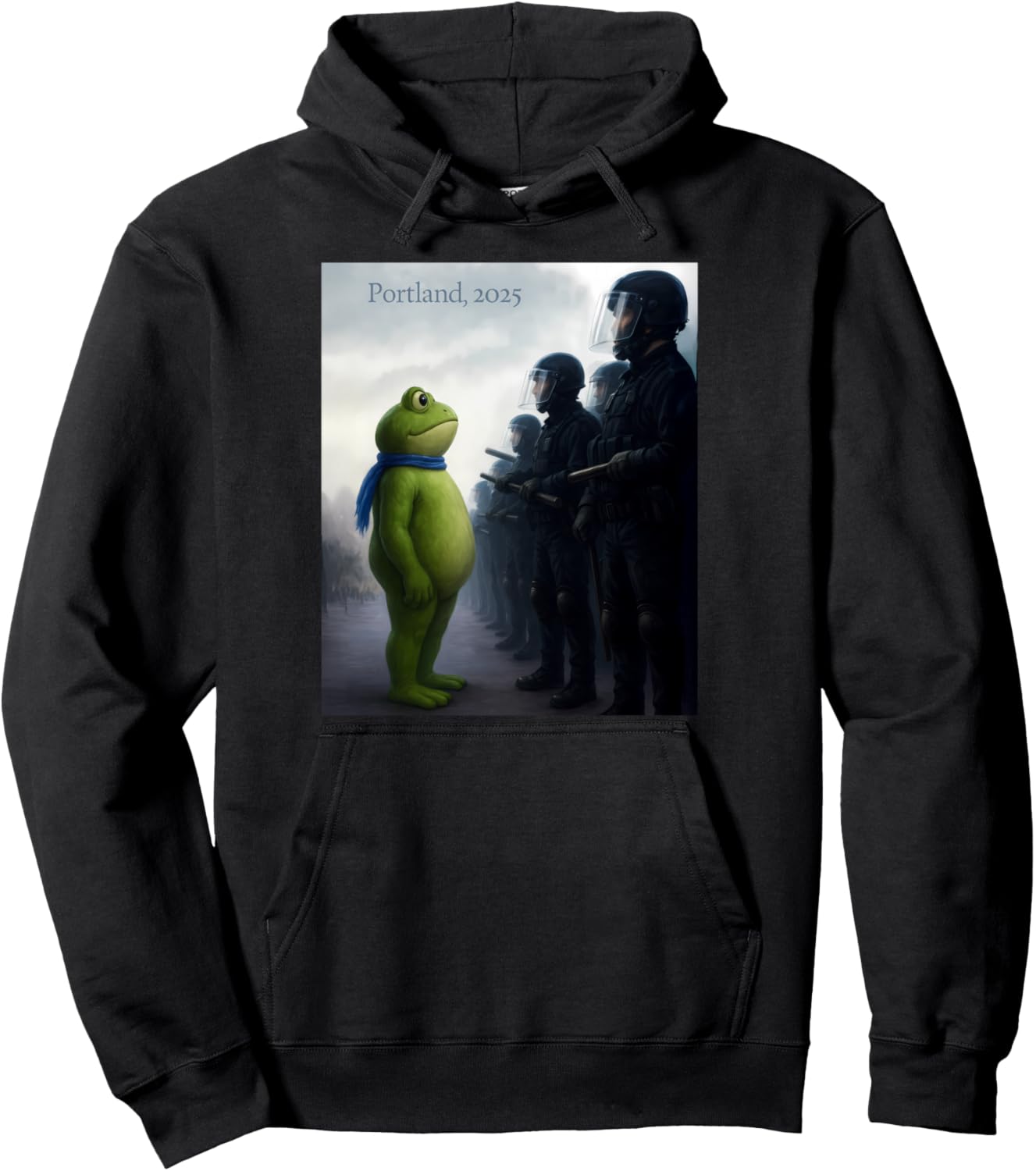Portland Frog Protest - Portland Frog Funny City Art 2025 Pullover Hoodie