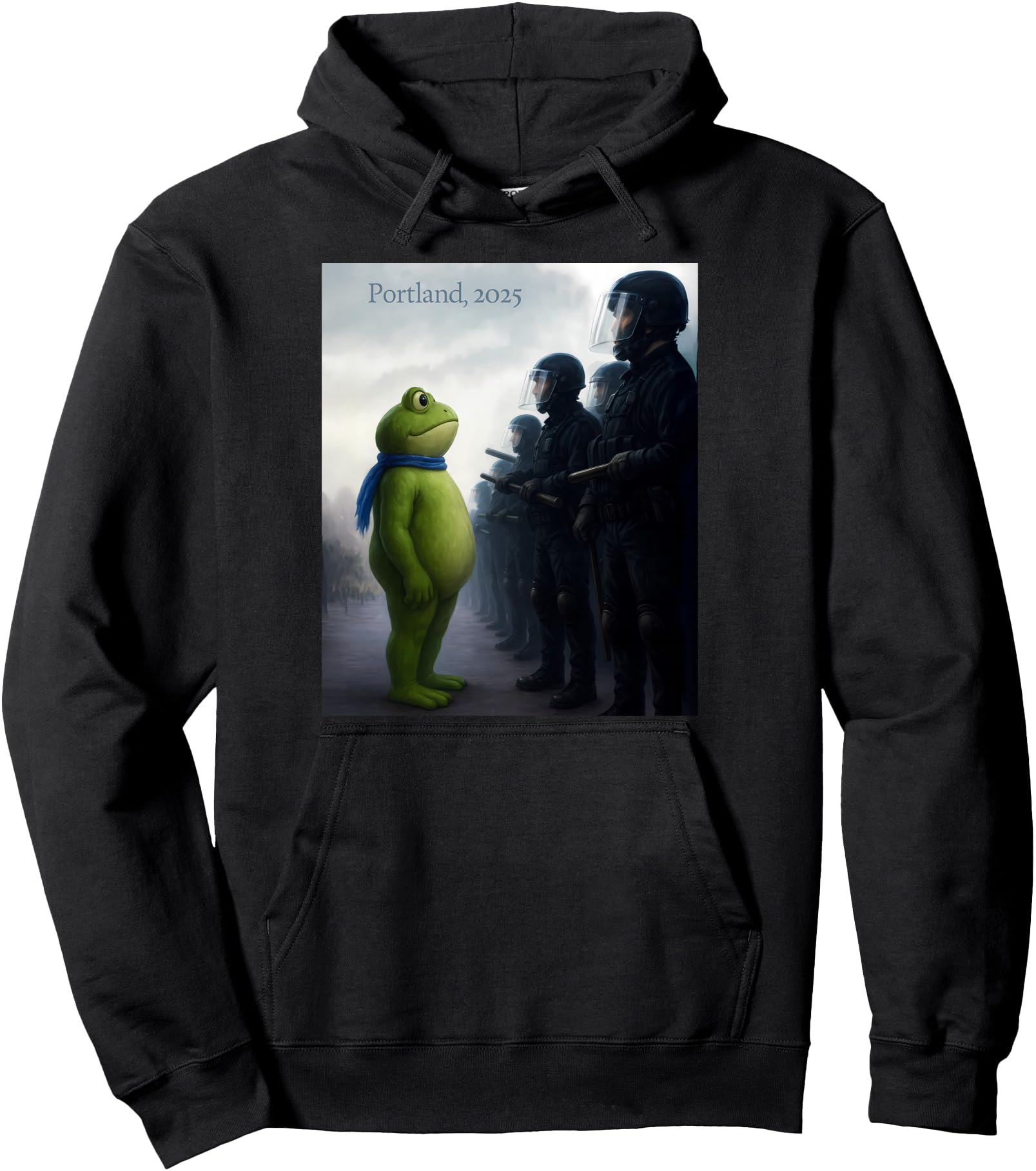 Portland Frog Protest - Portland Frog Funny City Art 2025 Pullover Hoodie