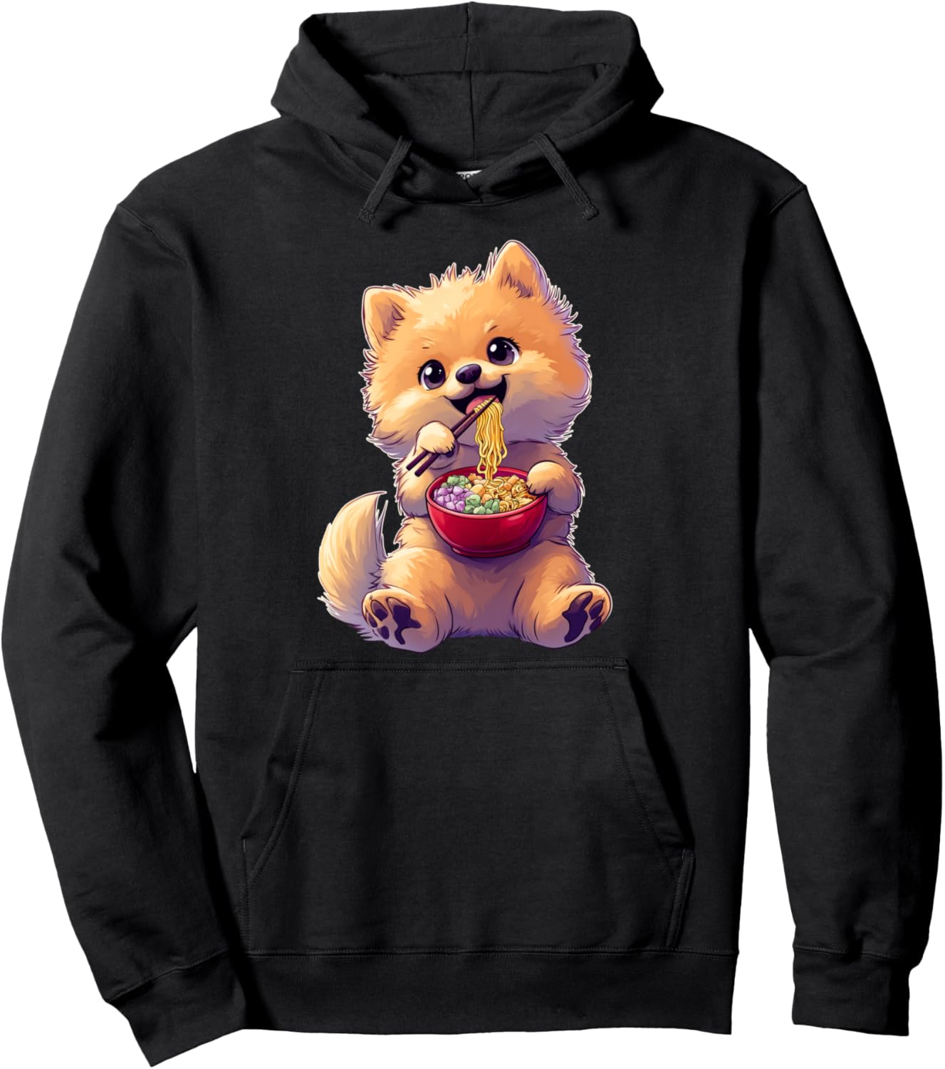 Pomeranian Dog Ramen Japanese Noodles Cute Kawaii Pullover Hoodie