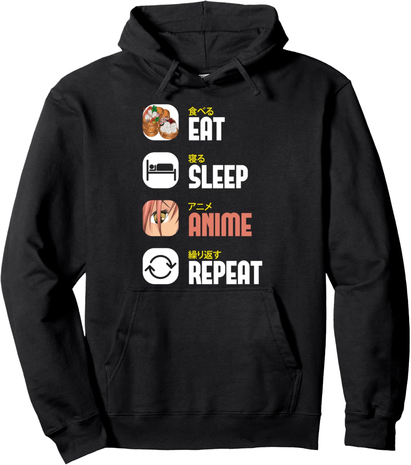 Eat Sleep Anime Repeat Japanese Food Kawaii Manga Anime Pullover Hoodie