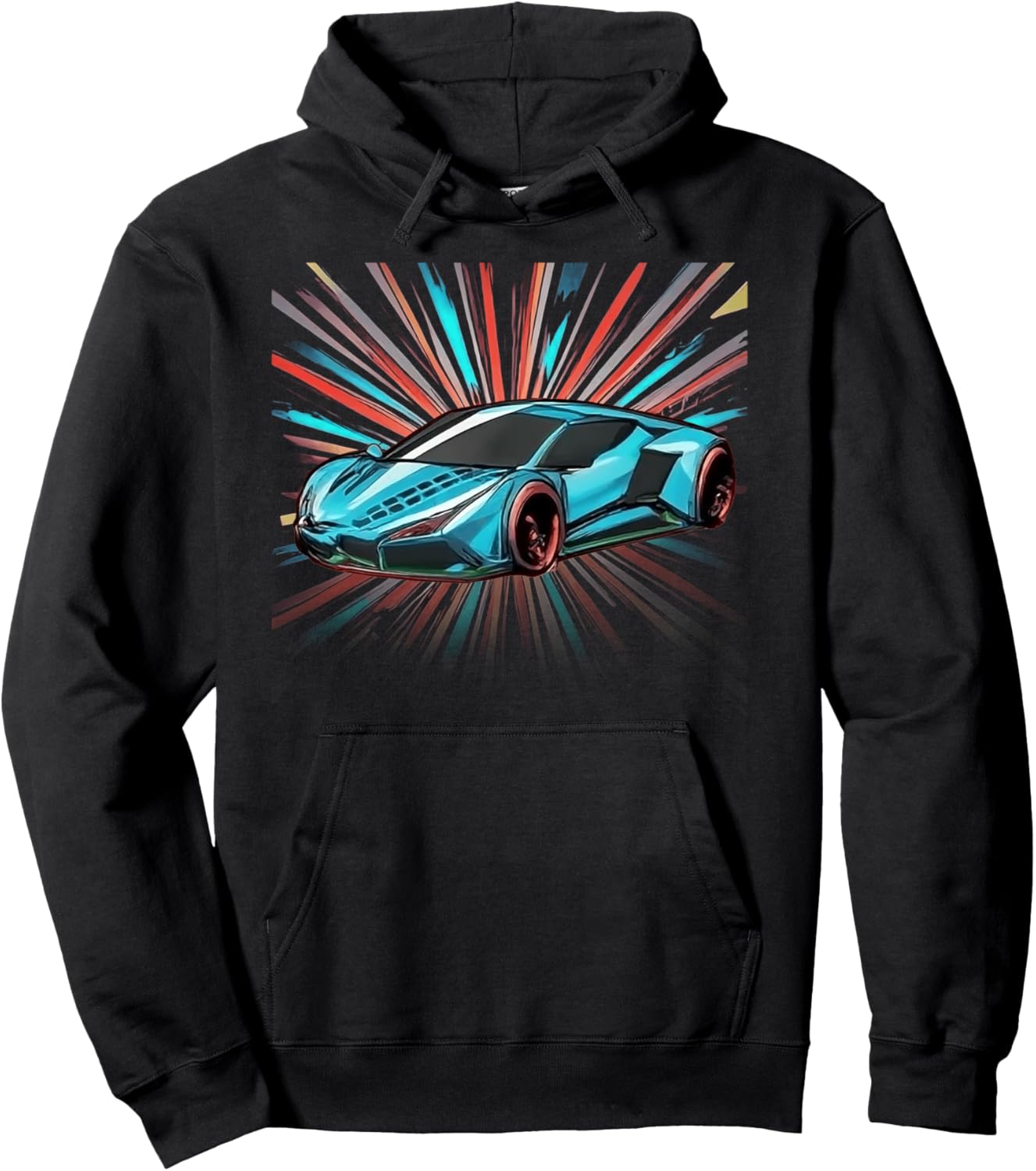 Blue Graphic Race Sports Car Teens Boys Mens Supercar Pullover Hoodie