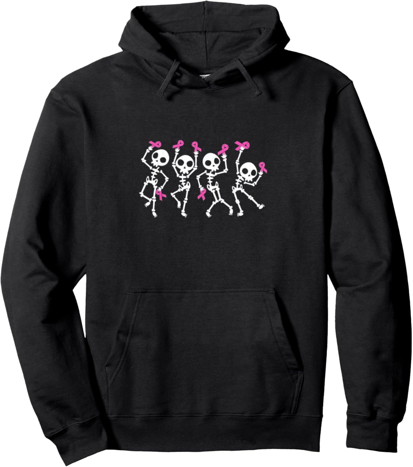 Dancing Skeletons Breast Cancer Awareness Pink Ribbons Pullover Hoodie