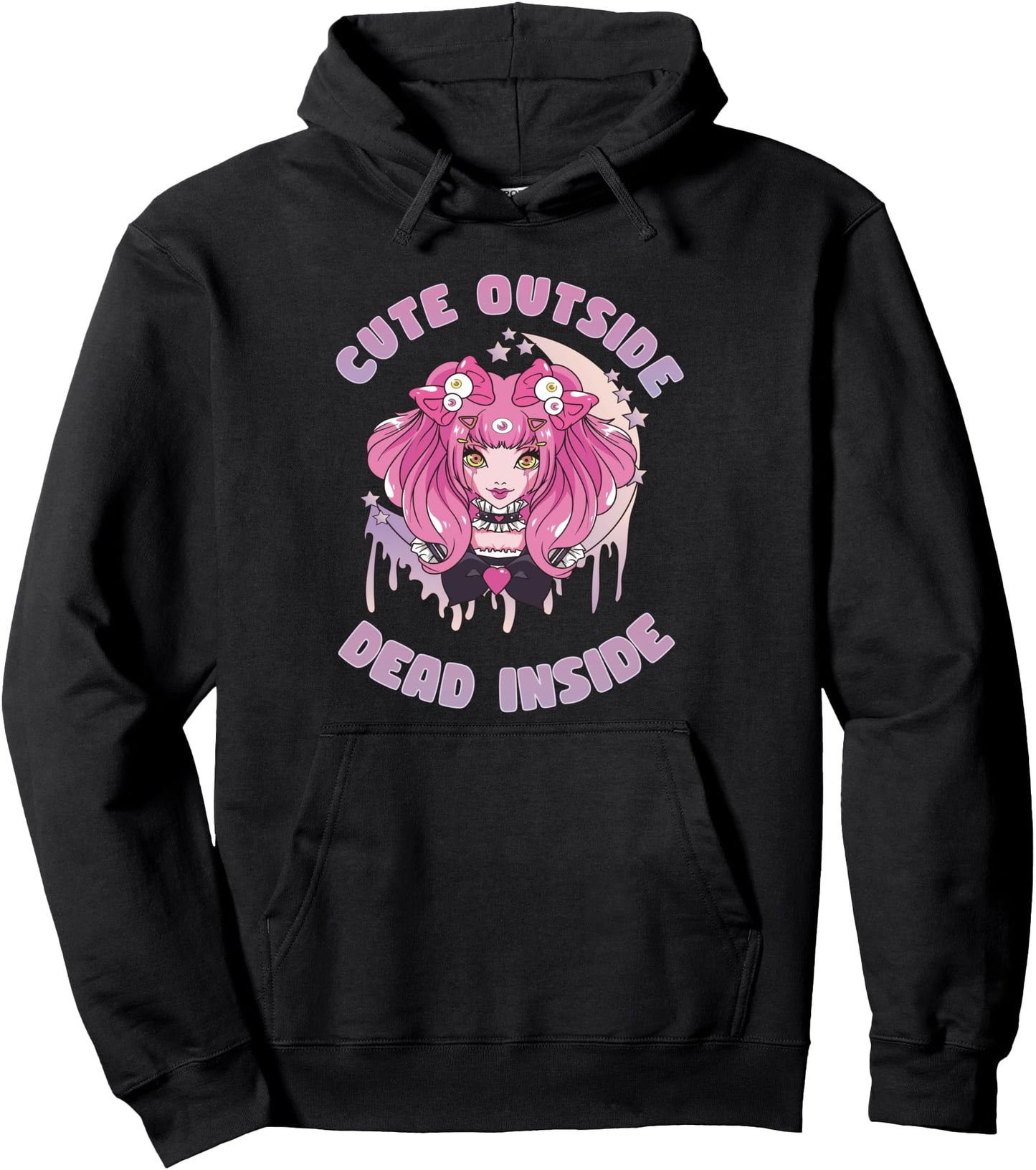 Cute Outside Dead Inside Pastel Goth Anime Girl Pullover Hoodie