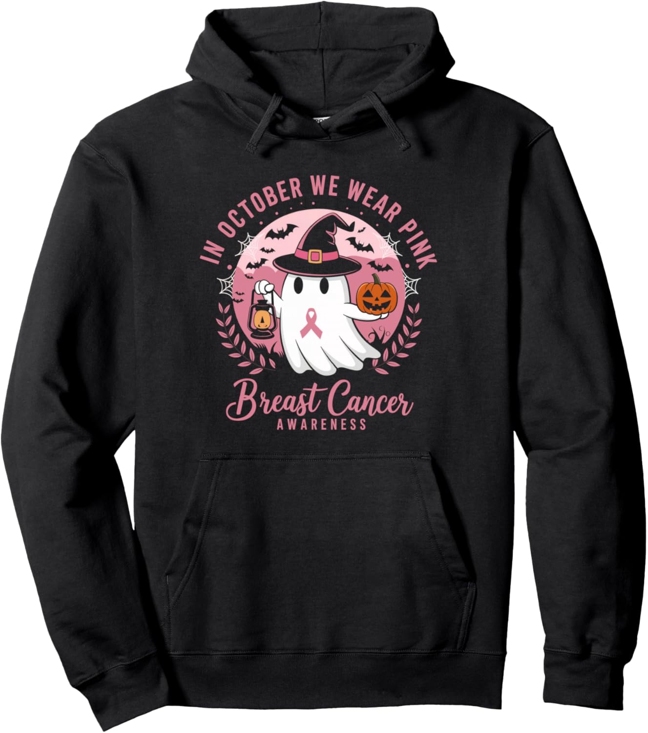 Breast Cancer Shirts Women Halloween In October We Wear Pink Pullover Hoodie