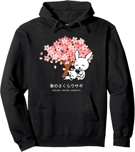 Cherry Blossom Hoodie Japanese Anime Bunnies Spring Pullover Hoodie