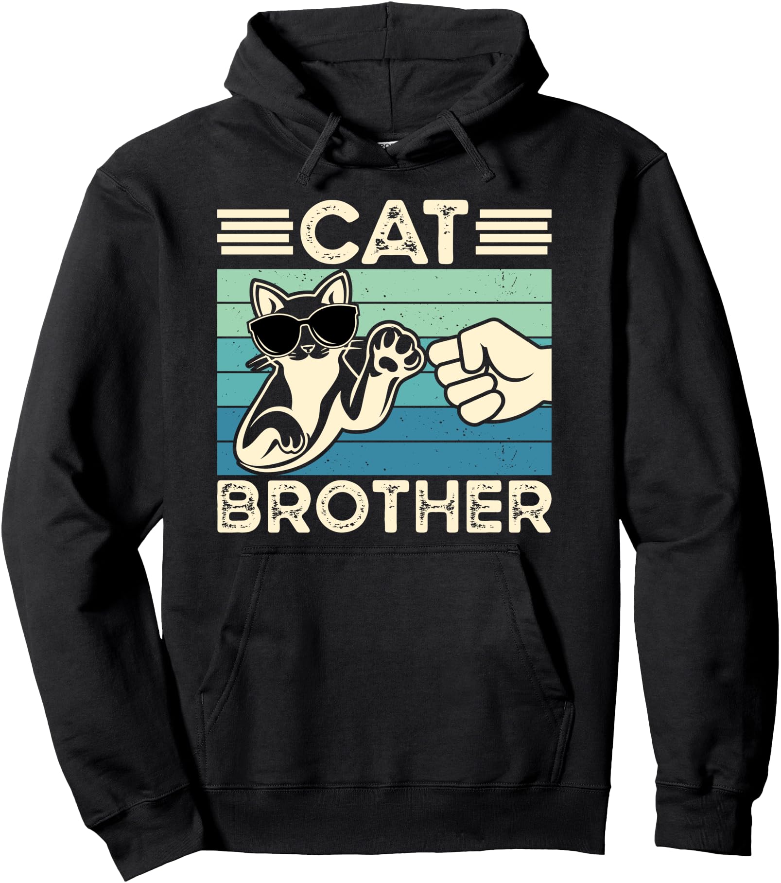 Cat Brother Retro Cat Bro Cat Lover Brother Cat Pullover Hoodie