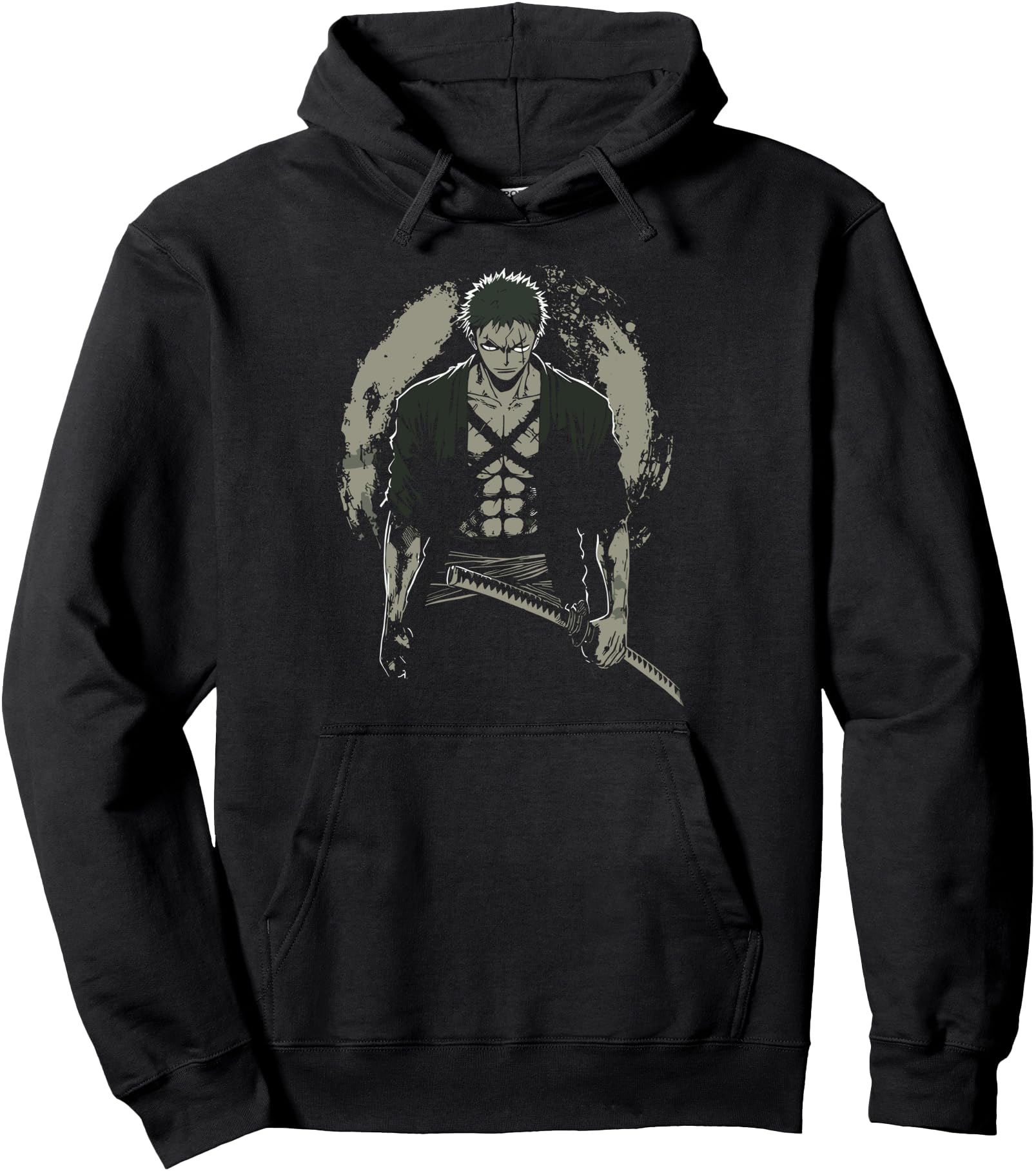 Anime Graphic & Japanese Warrior with Sword Pullover Hoodie