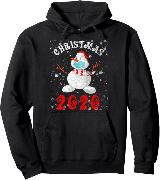 Christmas 2020 Funny Snowman Face Mask Tee Xmas Holidays Pullover Hoodie