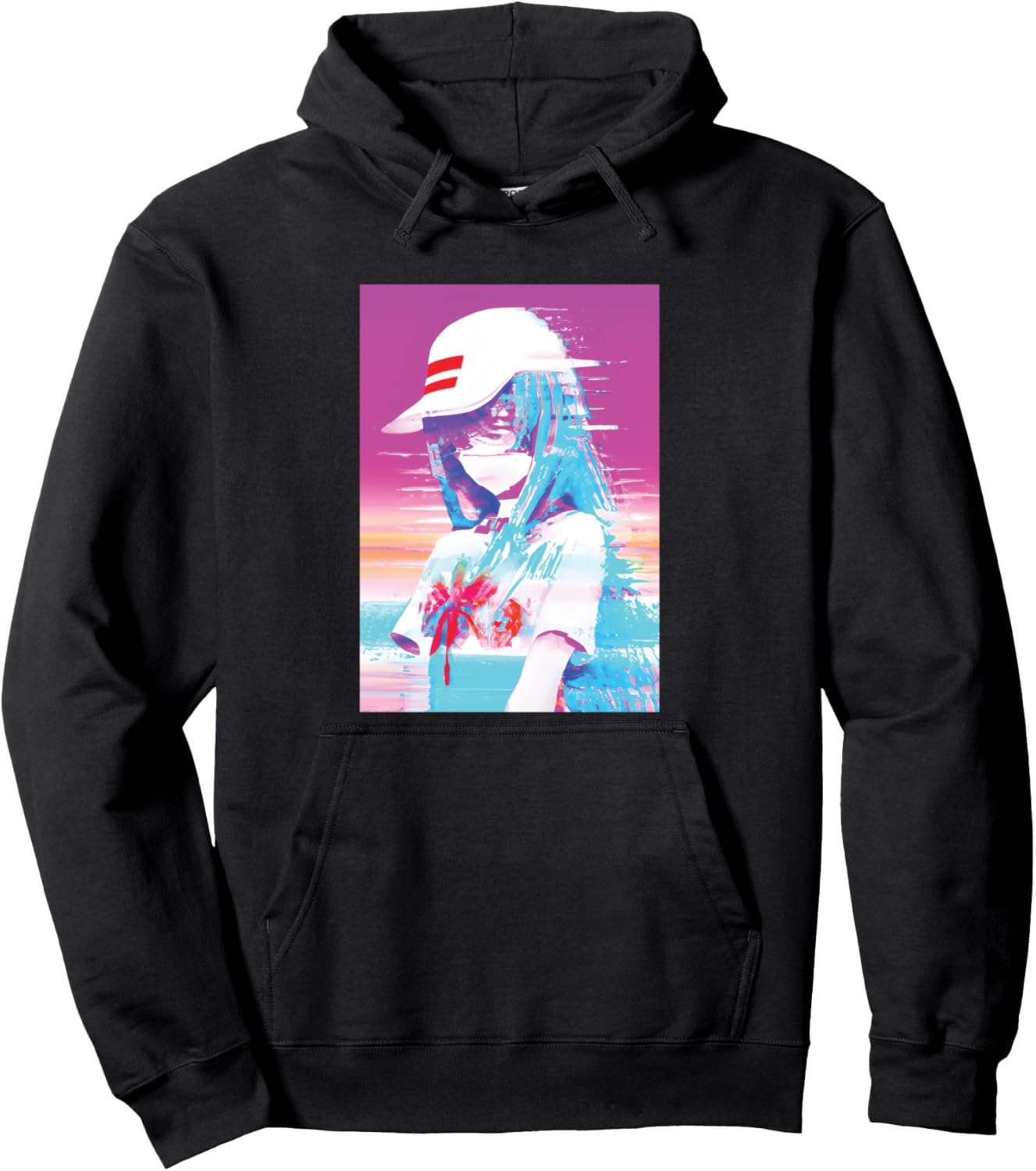 Anime Glitch Vaporwave Girl Japanese Aesthetic Kawaii Otaku Pullover Hoodie