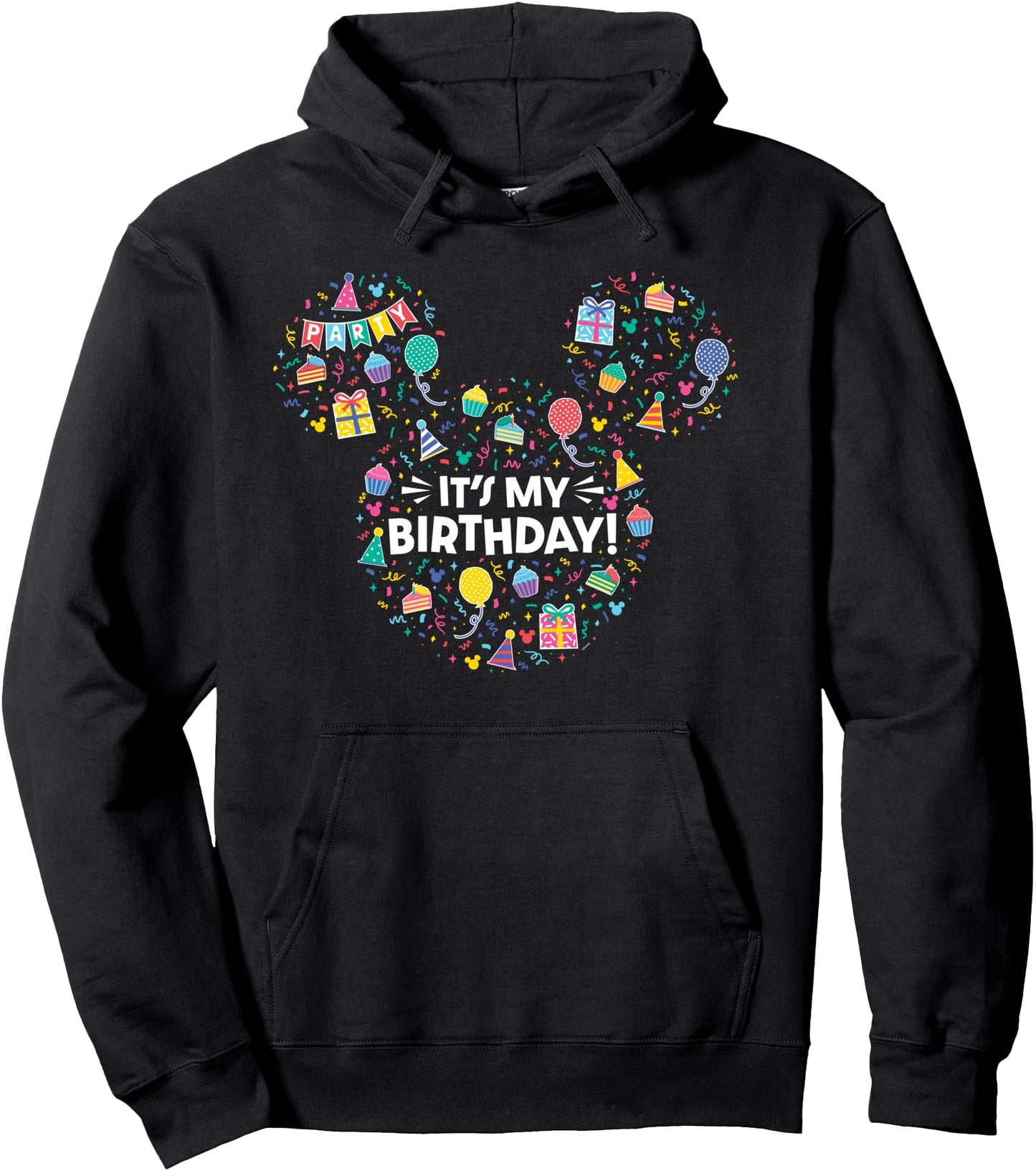 Disney Mickey Mouse Head Ears Icon Fill It's My Birthday Pullover Hoodie