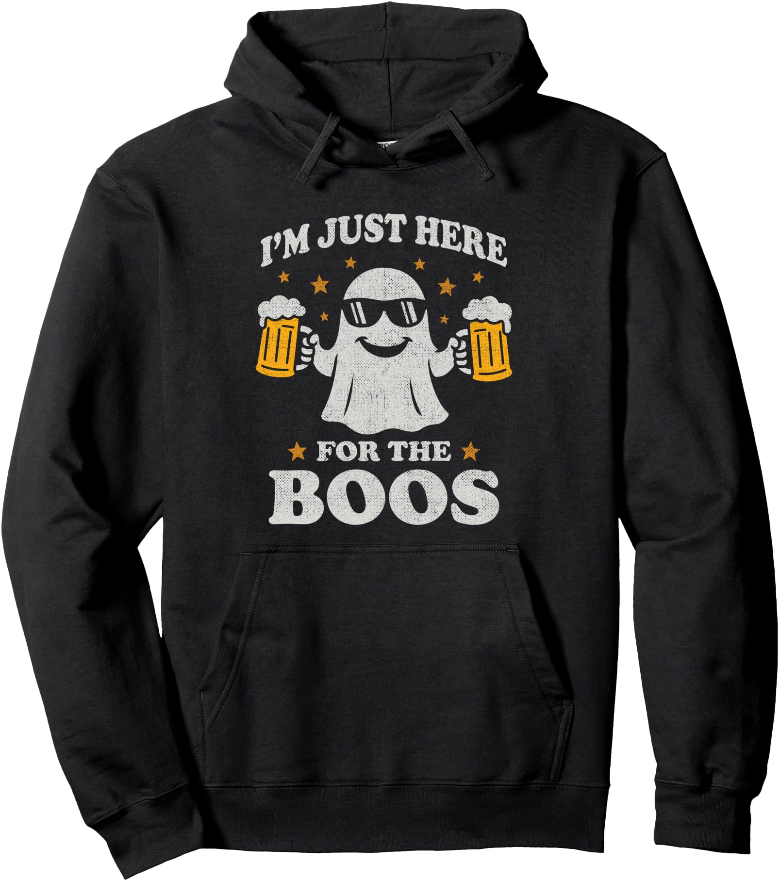 Vintage Ghost - Funny Halloween - I'm Just Here for the Boos Pullover Hoodie