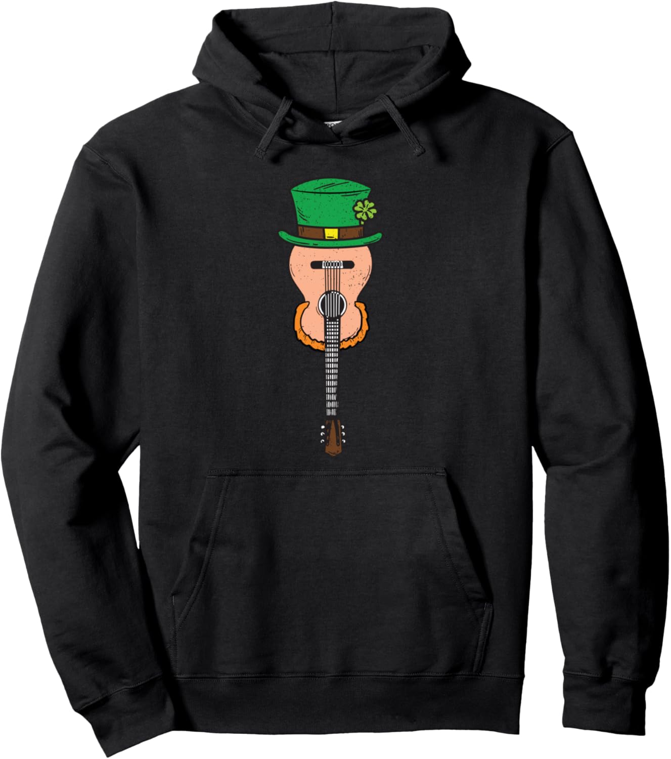 Guitar Leprechaun Hat St Patricks Day Shamrock Musician Pullover Hoodie