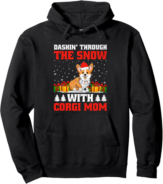 Christmas Corgi Mom Dog Breed Owner Rescuer Fur Mama Pullover Hoodie