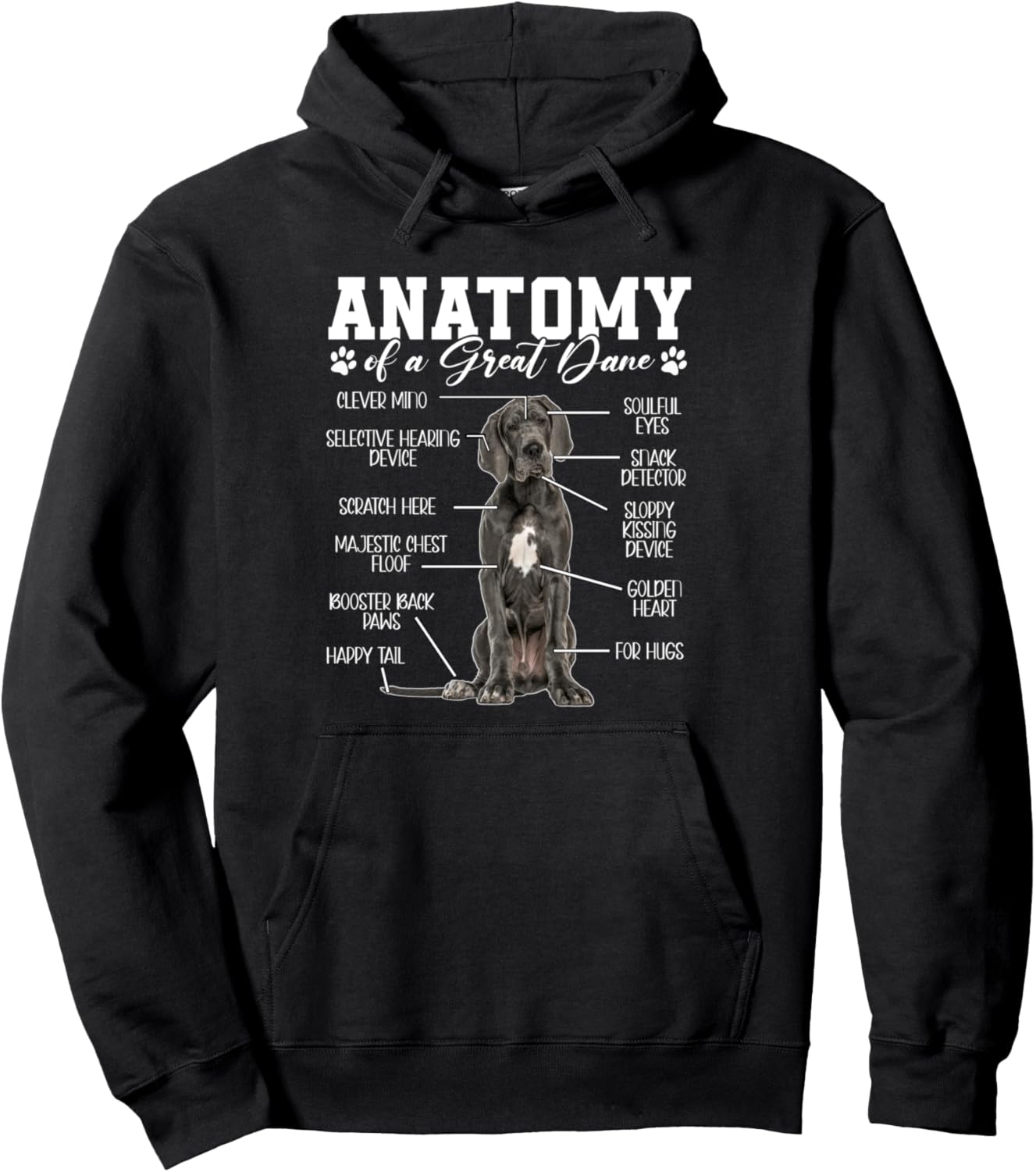 Anatomy Of A Great Dane Funny Cute Dog Mom Dad Pullover Hoodie