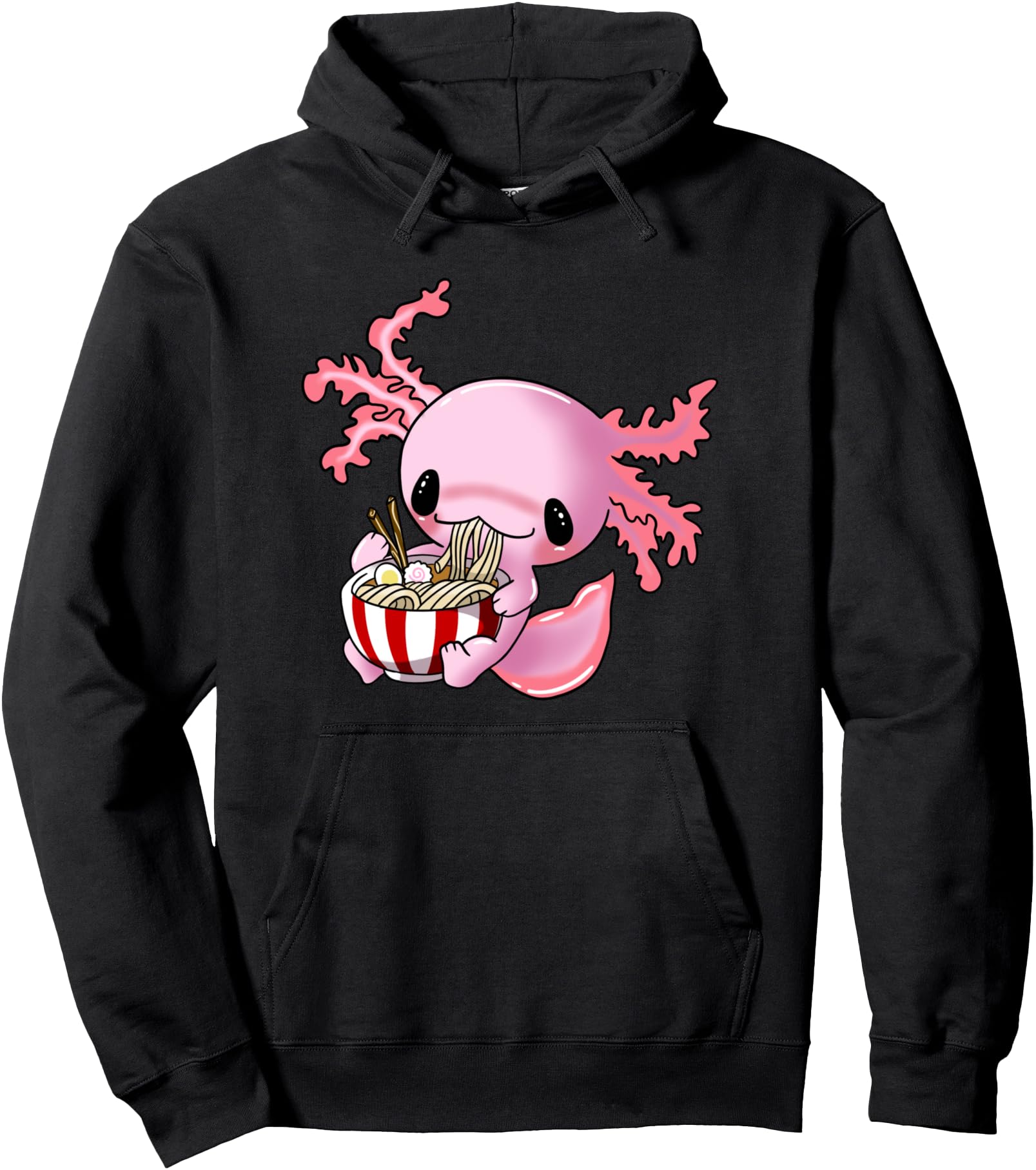 Cute Axolotl Lover Snaxolotl Eating Ramen Kawaii Anime Pullover Hoodie