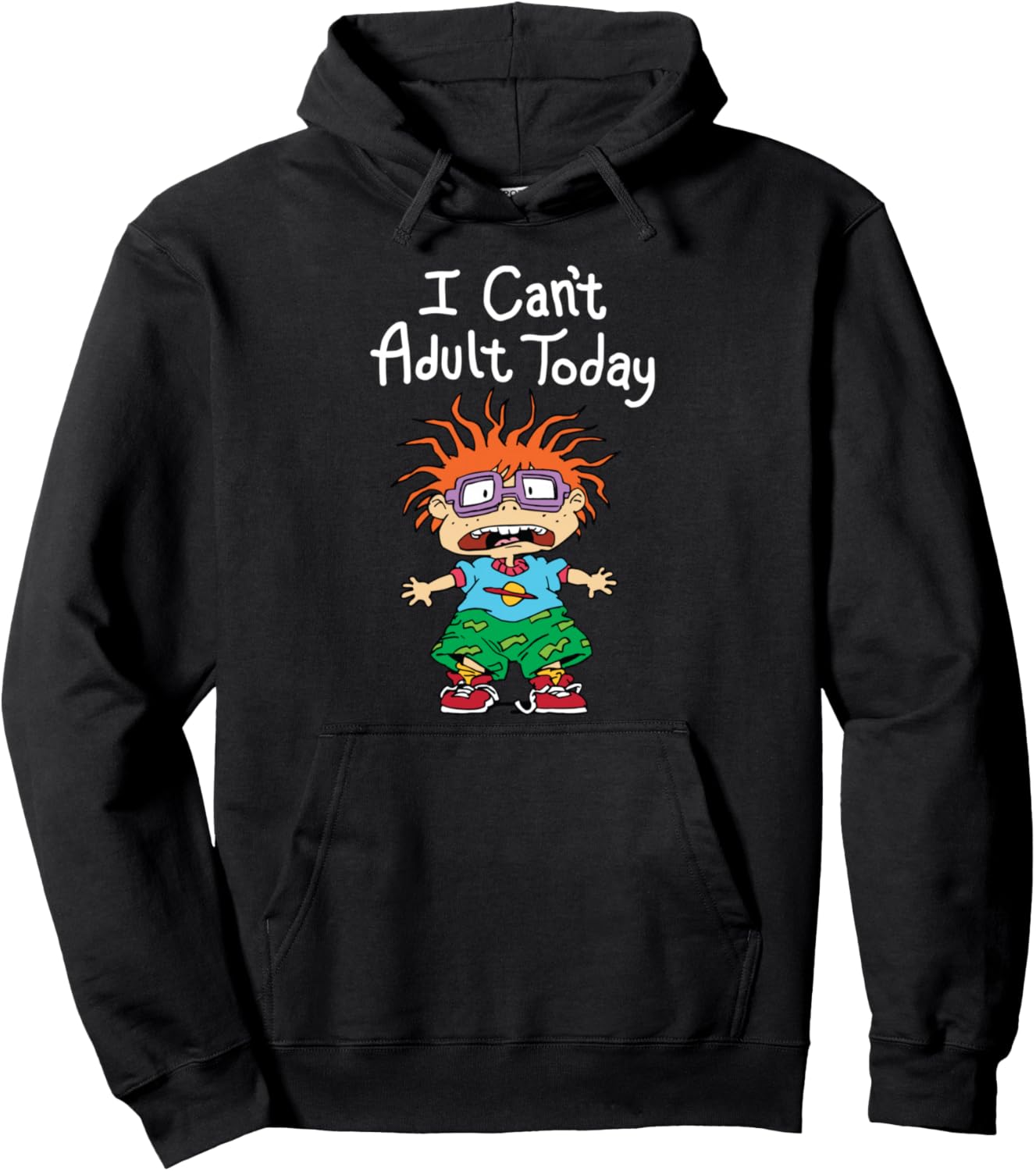 Nickelodeon I Can't Adult Today Chuckie Unisex Adult Black Small Classic Hoodie
