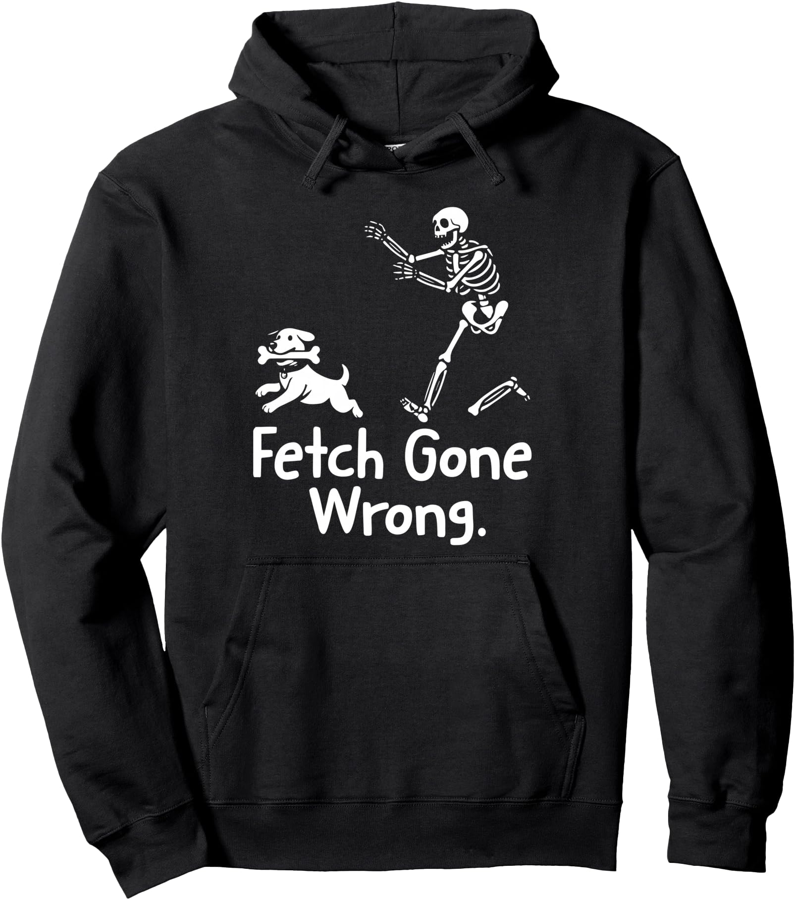 Fetch Gone Wrong Funny Skeleton Chasing Dog Lover Halloween Pullover Hoodie