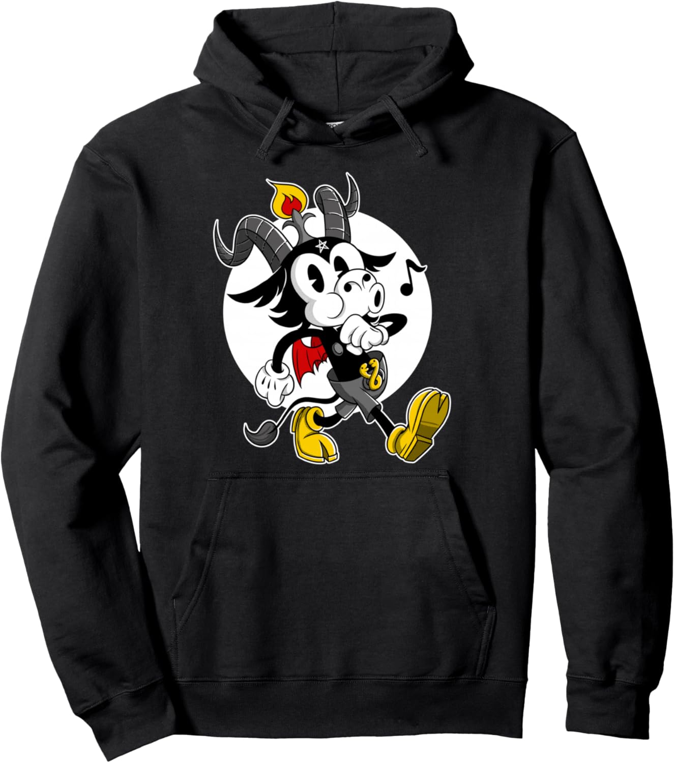 Atheist Satan Cute Baphomet goat whistling old Cartoon Pullover Hoodie