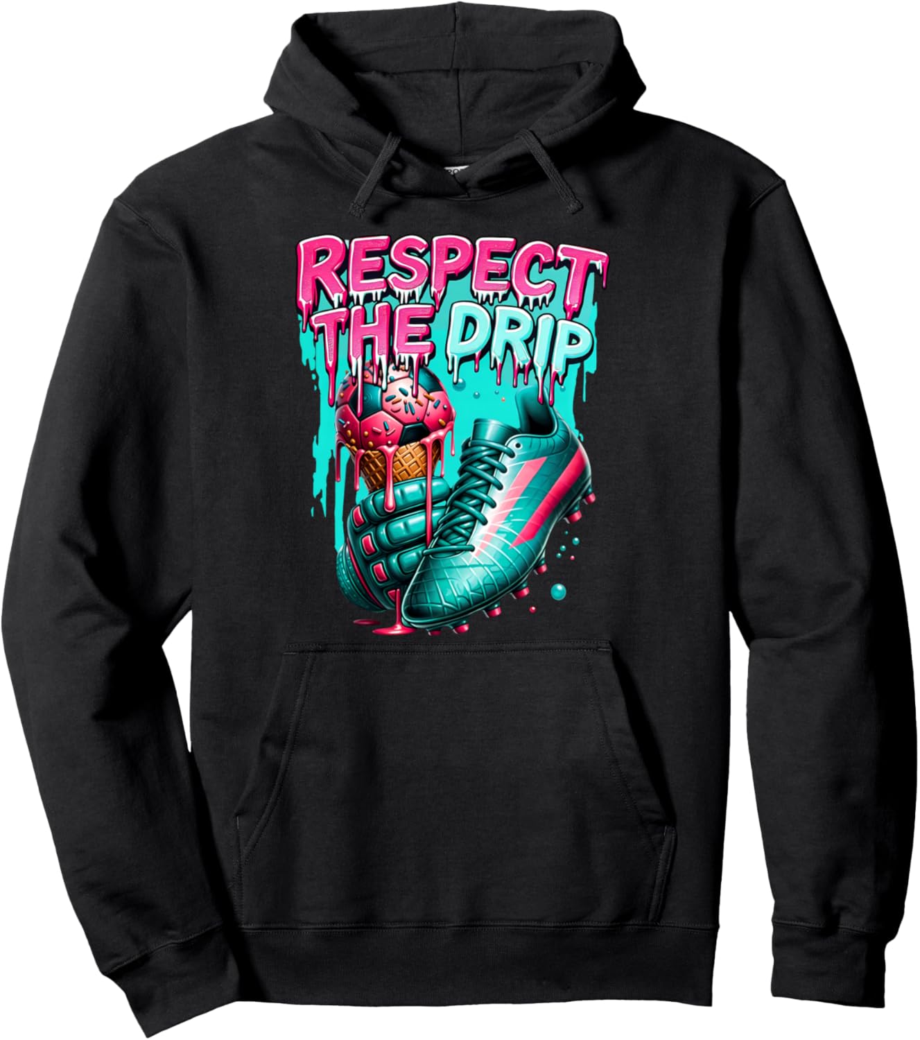 Soccer Drip Boys Ice Cream Drip Youth Respect The Drip Pullover Hoodie
