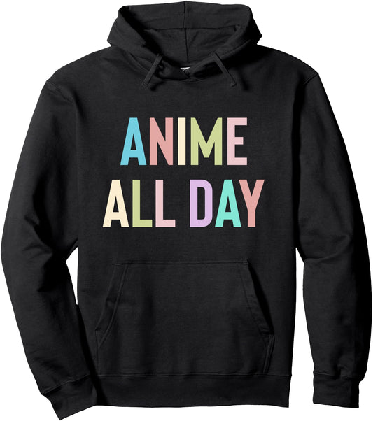 Anime All Day, Anime Hoodie for Teen Girls and Women Pullover Hoodie