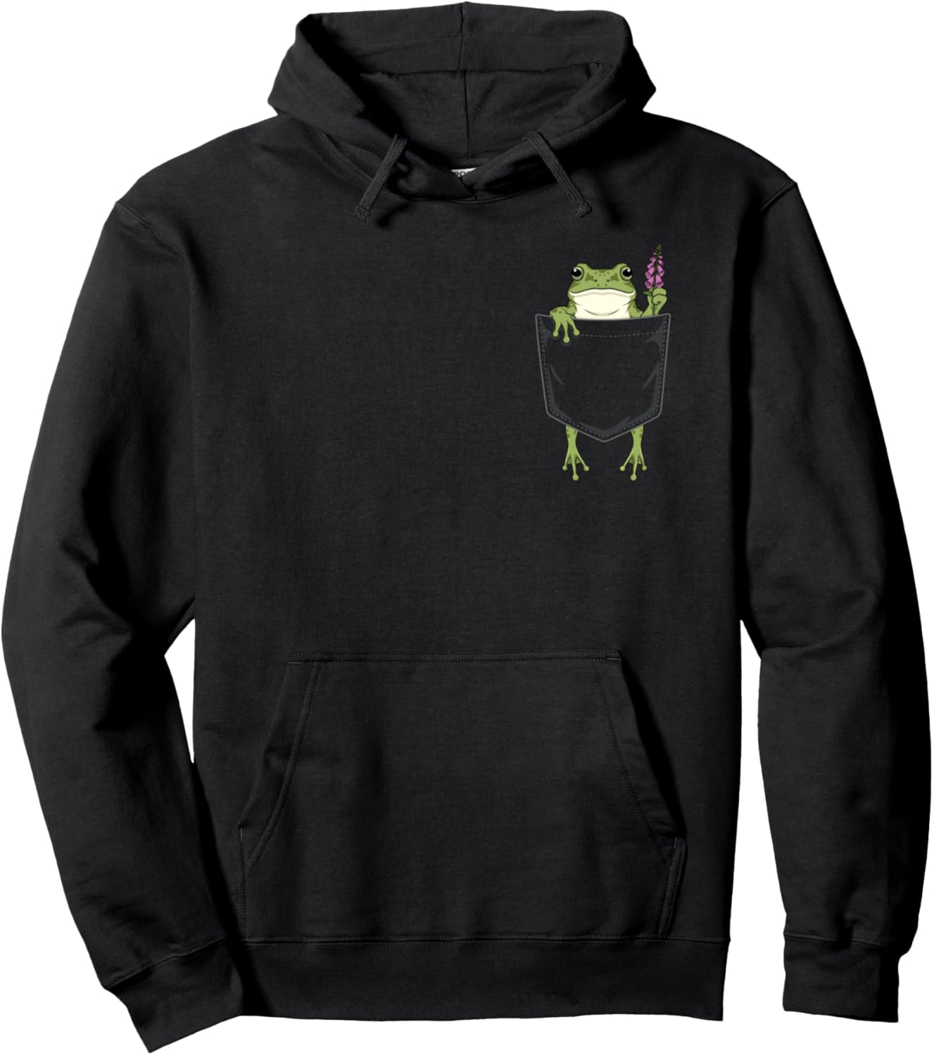 Subtle Resist Portland Frog Foxglove Flower Pocket Graphic Pullover Hoodie