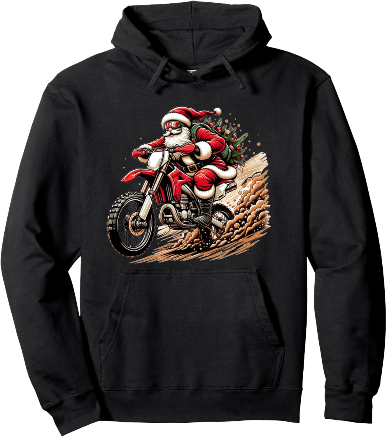 Dirtbike Santa Santa Claus Riding Motocross Off-Road Bike Pullover Hoodie