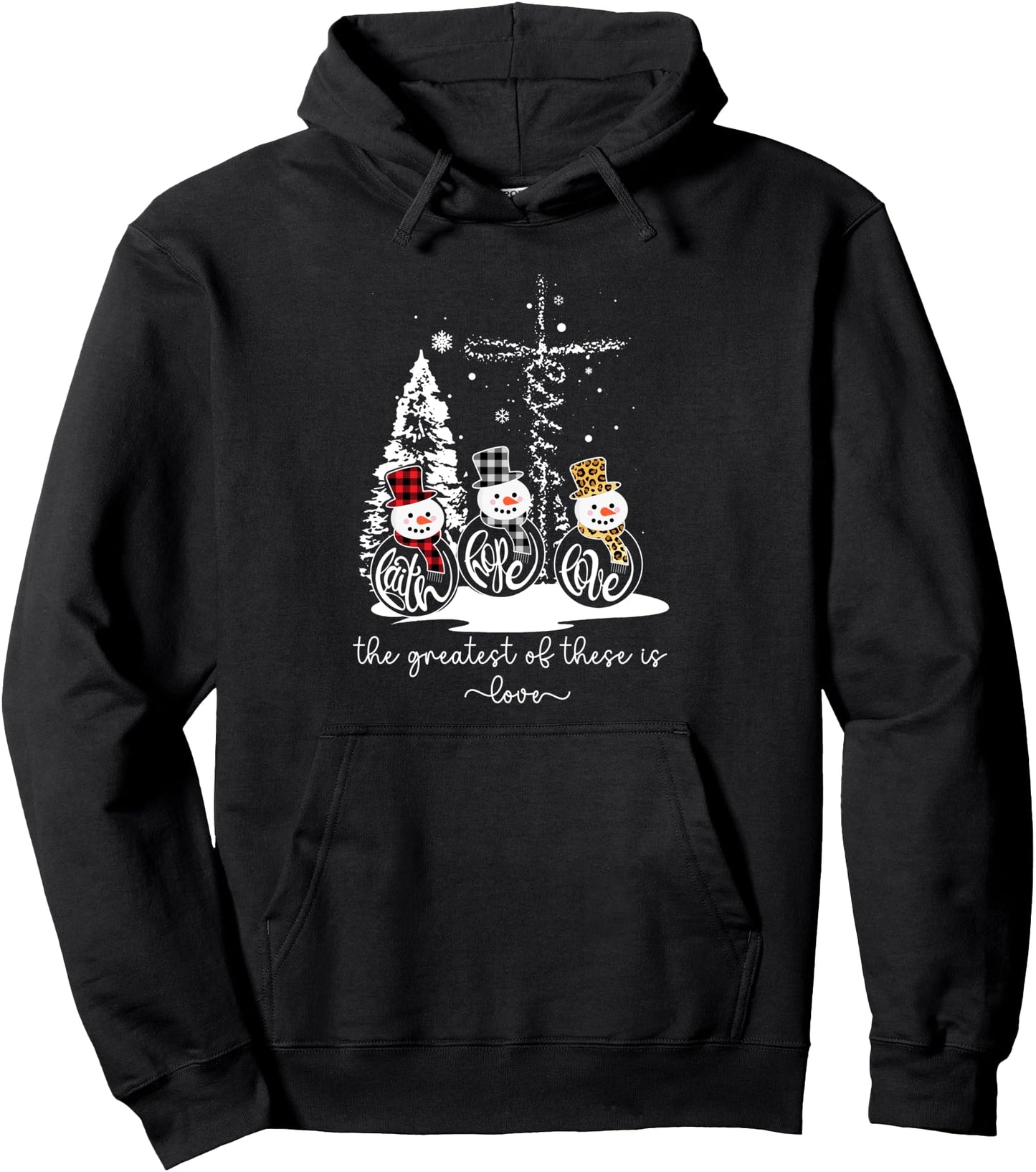 Christian Christmas Jesus Faith Hope Love Snowmen Women Pullover Hoodie