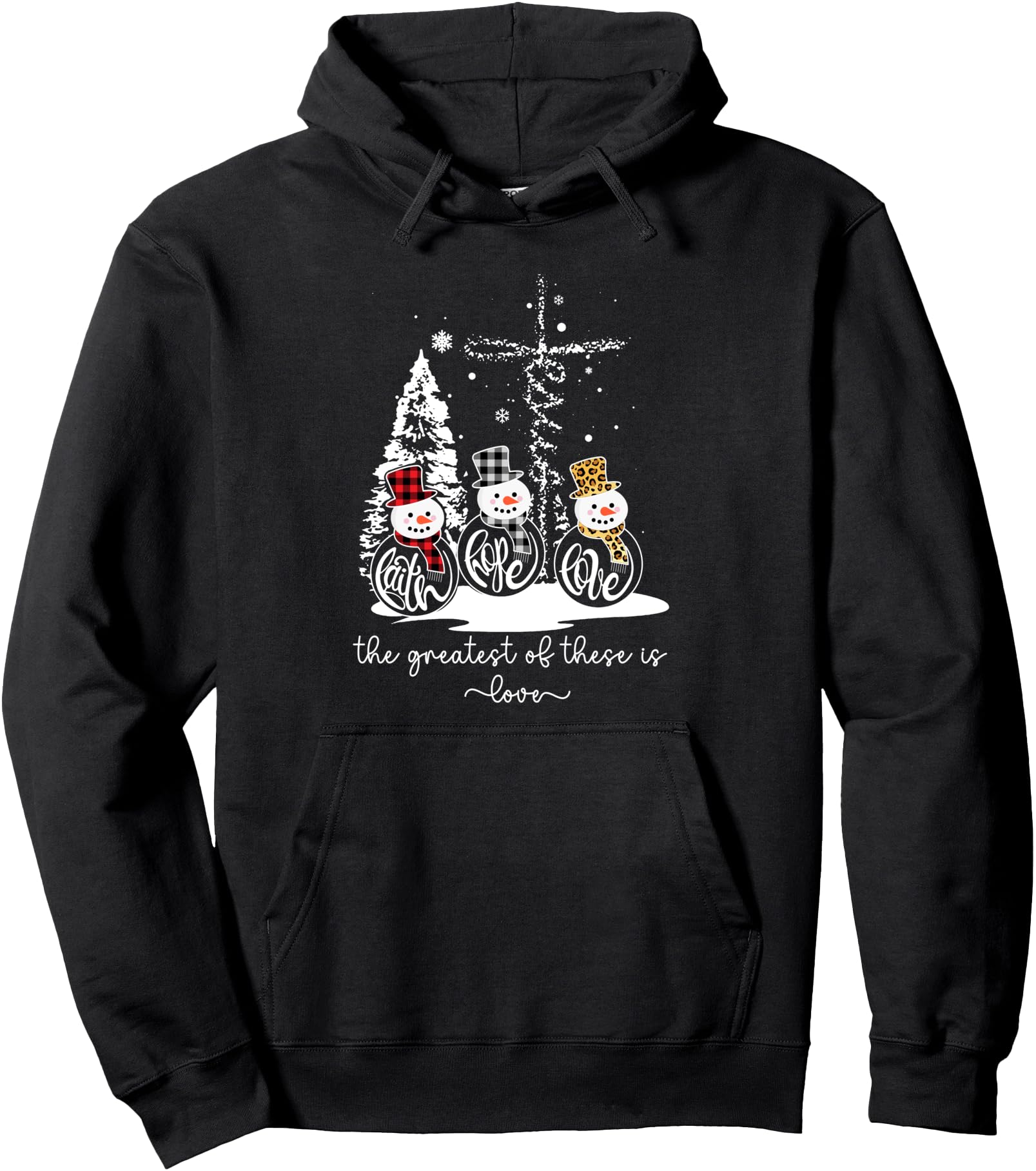 Christian Christmas Jesus Faith Hope Love Snowmen Women Pullover Hoodie